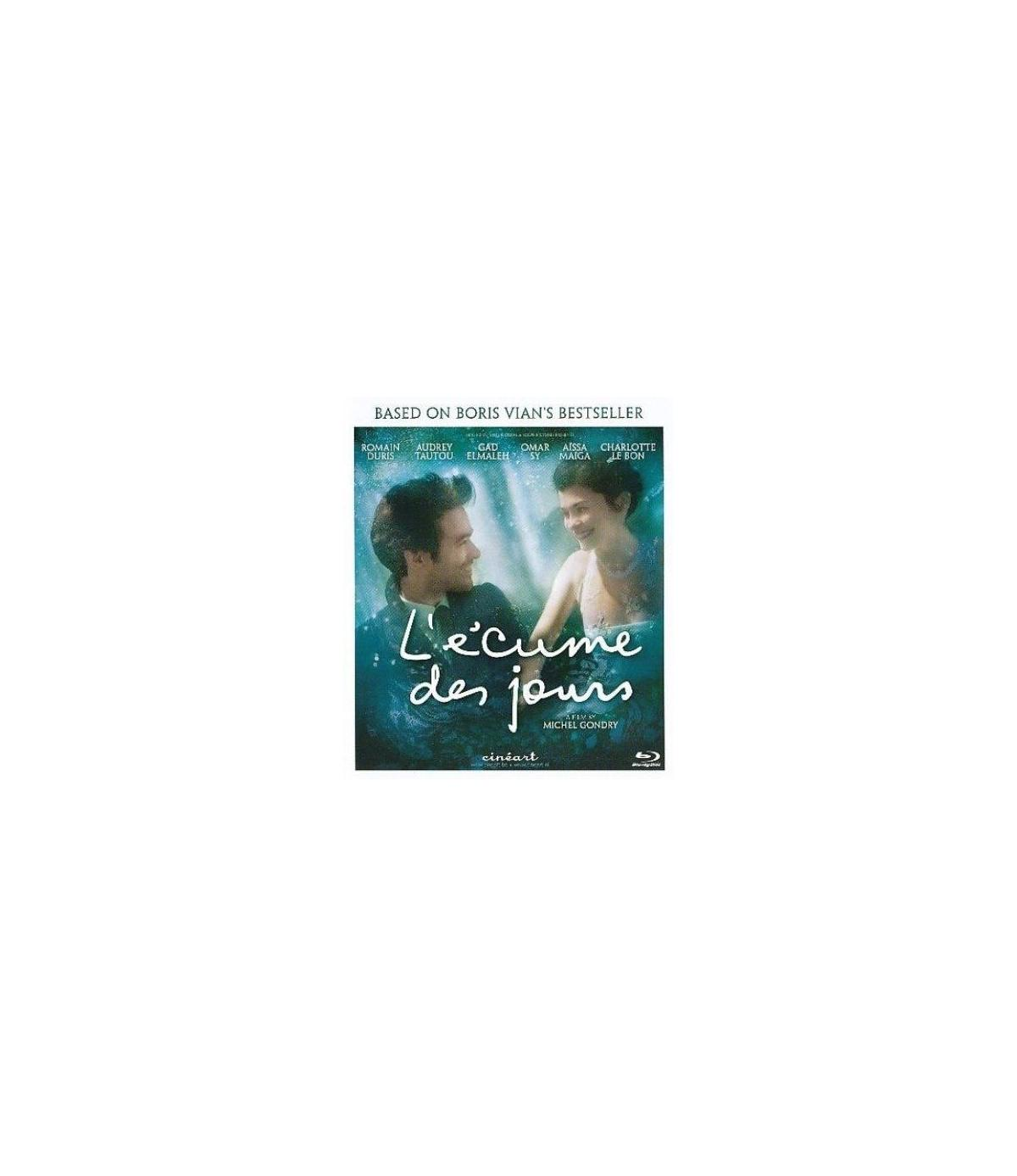 Couverture DVD. Image romantique de deux personnes. Texte : 'L'écume des jours'. Basé sur le best-seller de Boris Vian.