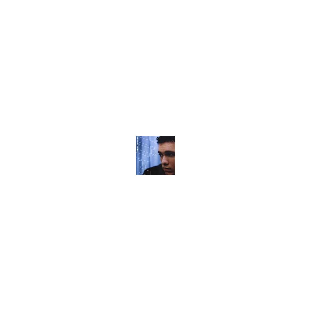Albumhoes met een man die in de camera kijkt. De achtergrond is blauw en wit.