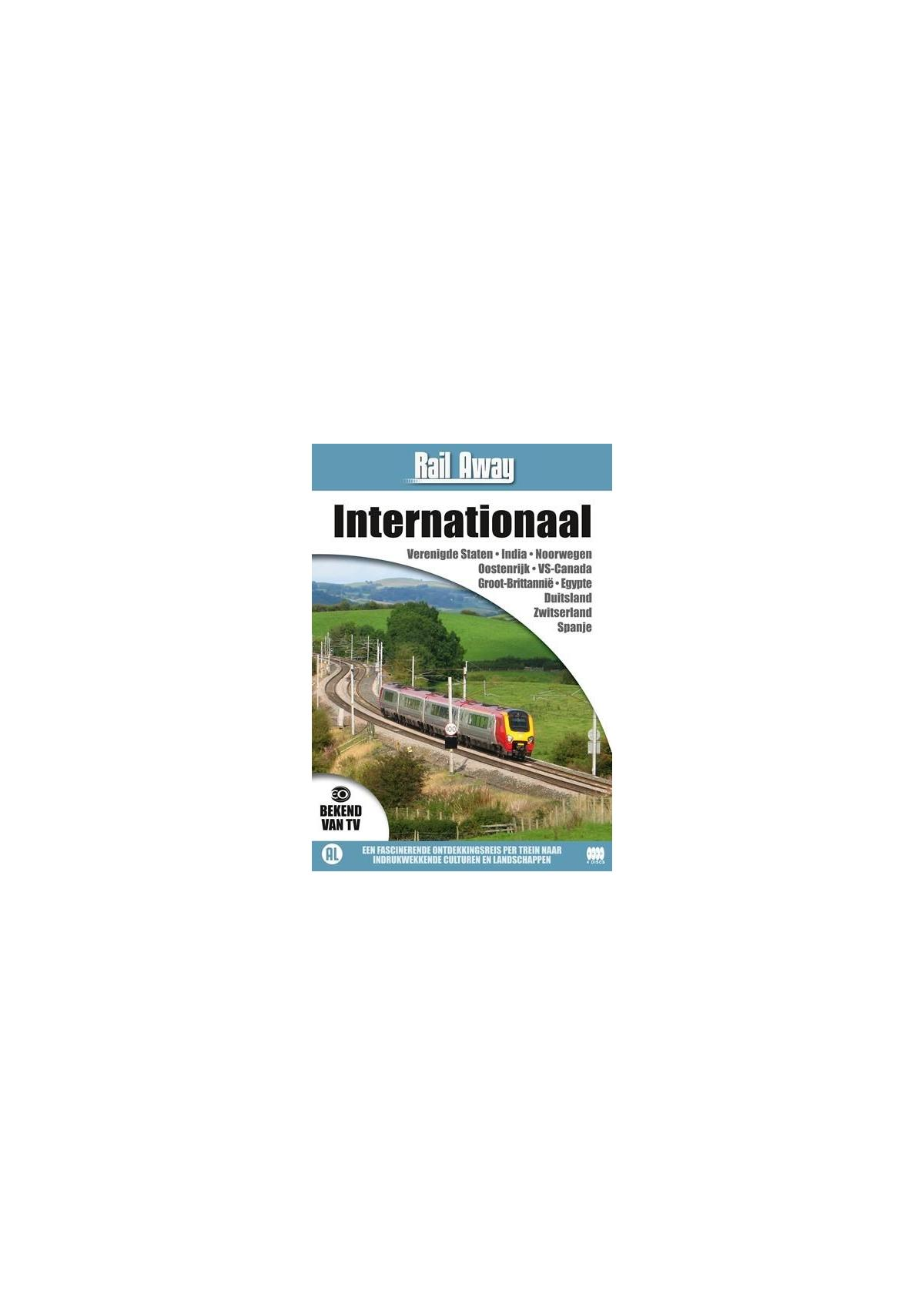 Couverture de DVD avec un train sur la voie, le titre est Rail Away.