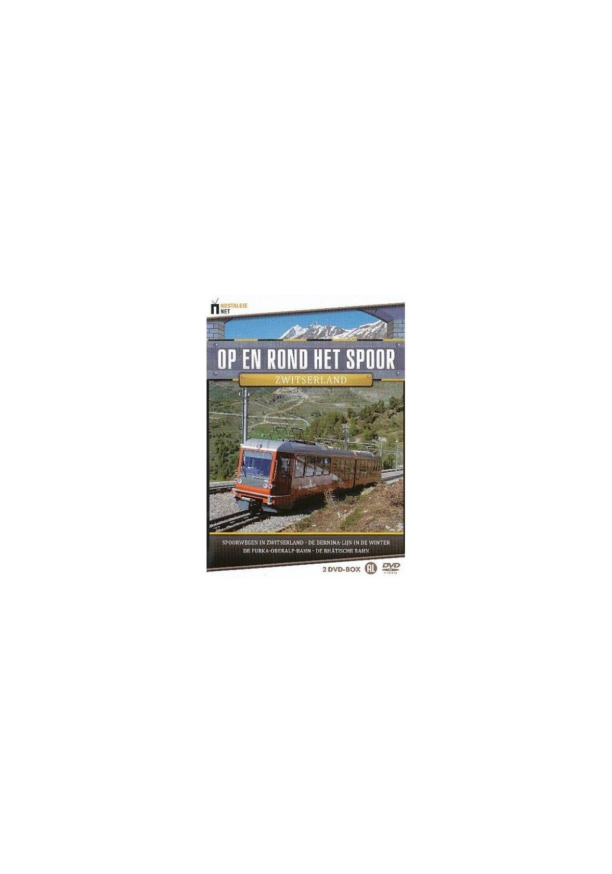 DVD-hoes met treinbeeld, titel 'Op en rond het spoor'.