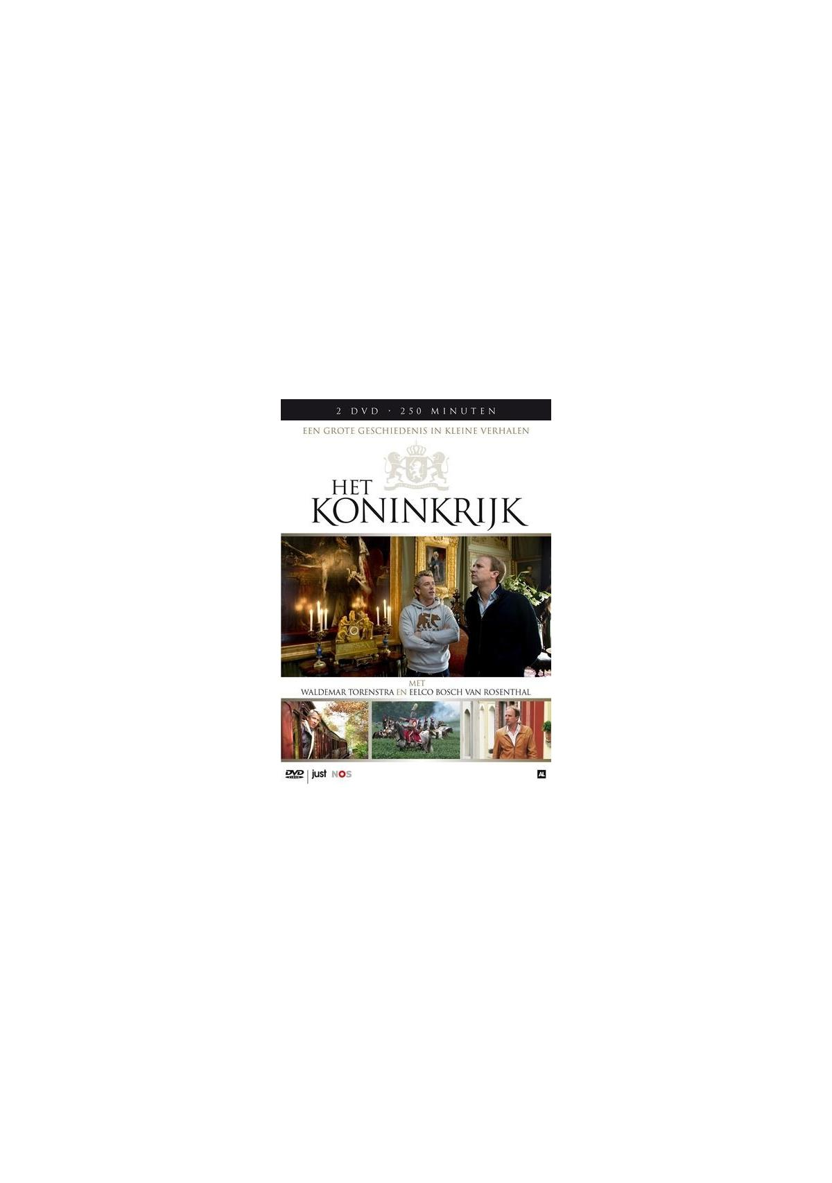 Couverture DVD avec deux hommes. Texte en haut et en bas. Le titre est 'Het Koninkrijk'.