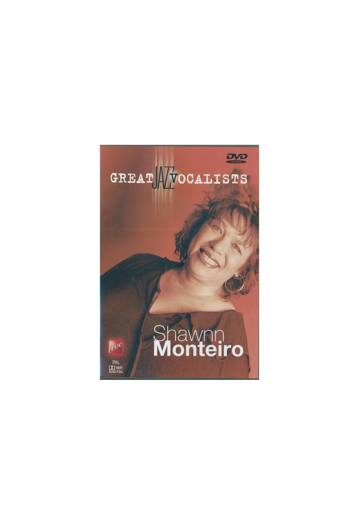 Couverture DVD de 'Great Jazz Vocalists' avec Shawnn Monteiro. Une femme sourit. Rouge et marron.
