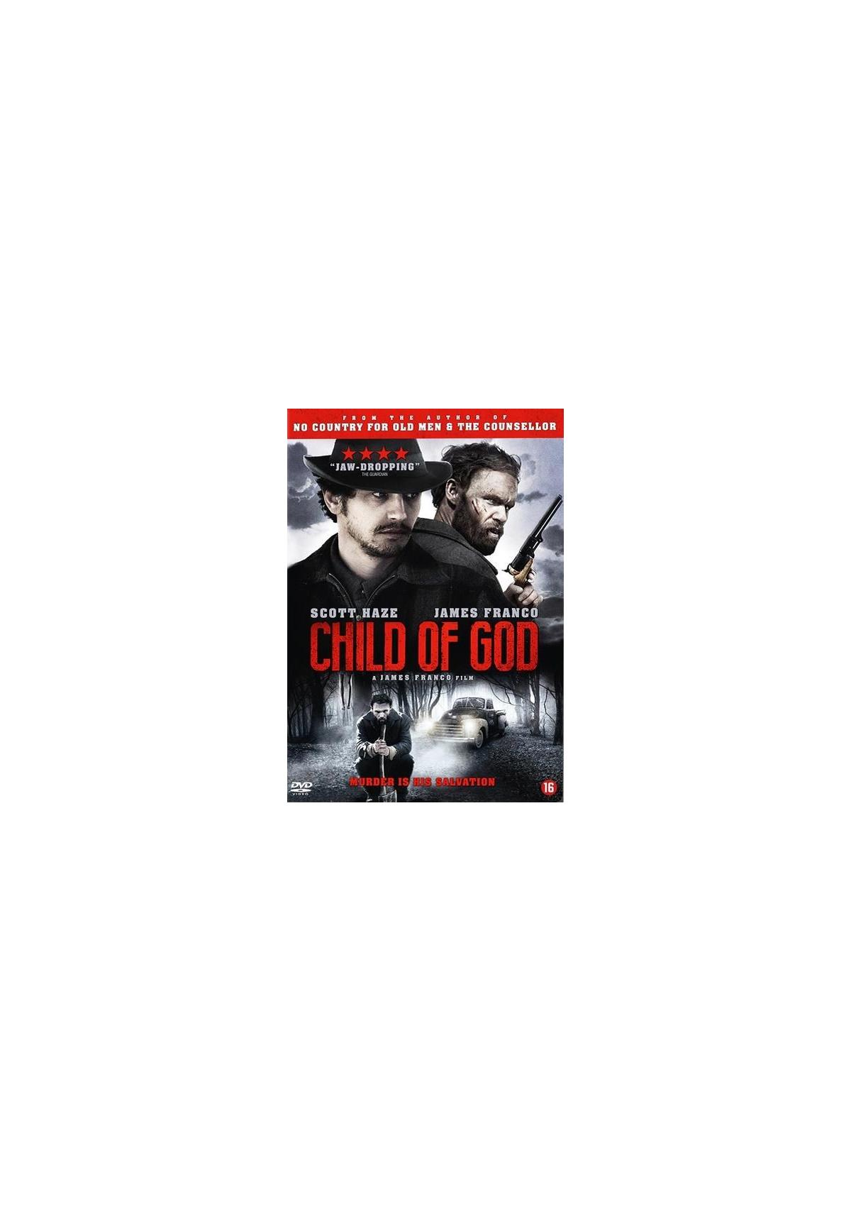 Affiche du film 'Child of God'. Avec Scott Haze et James Franco, tous deux tenant des armes.
