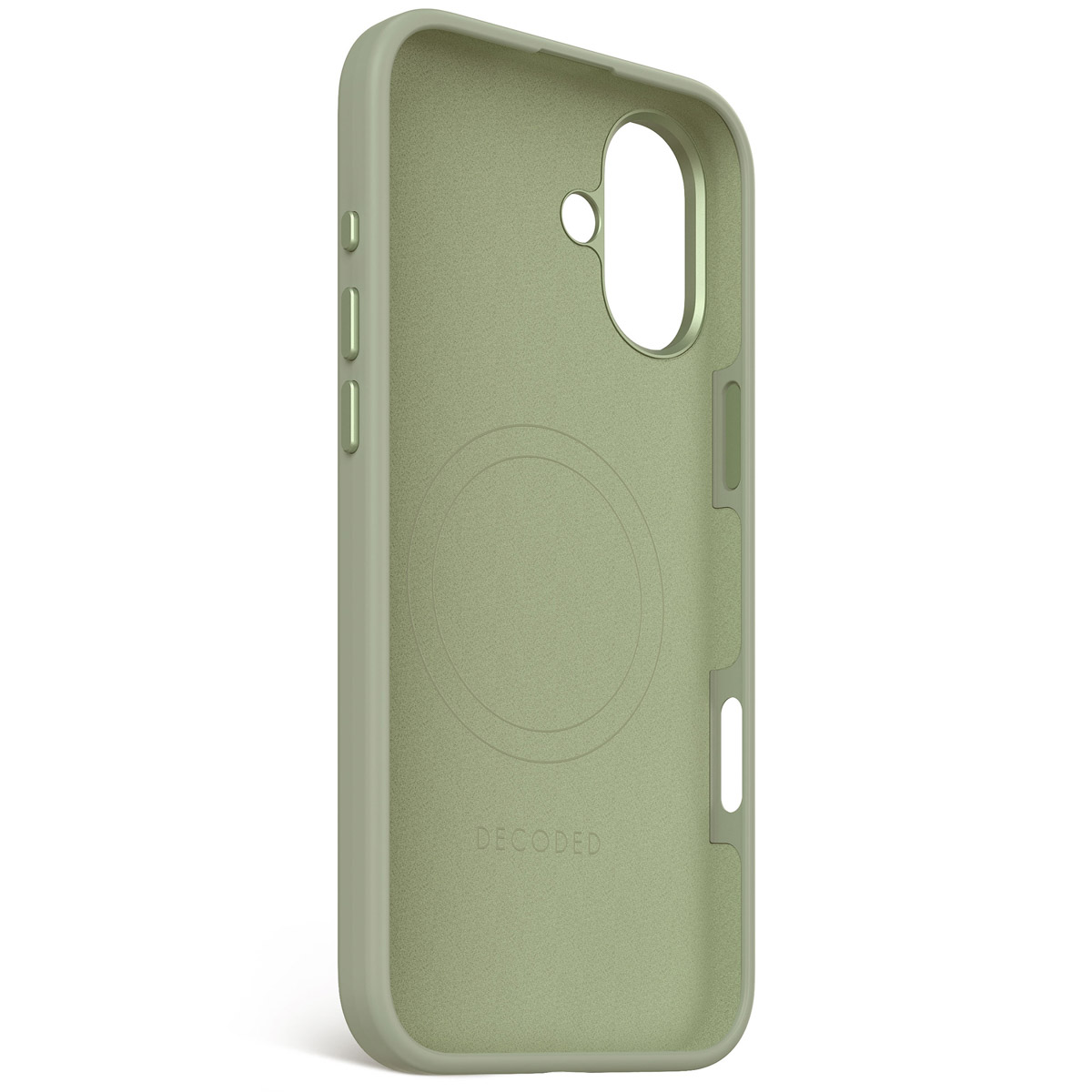 Groene telefoonhoes met een circulair ontwerp en het woord 'DECODED'.