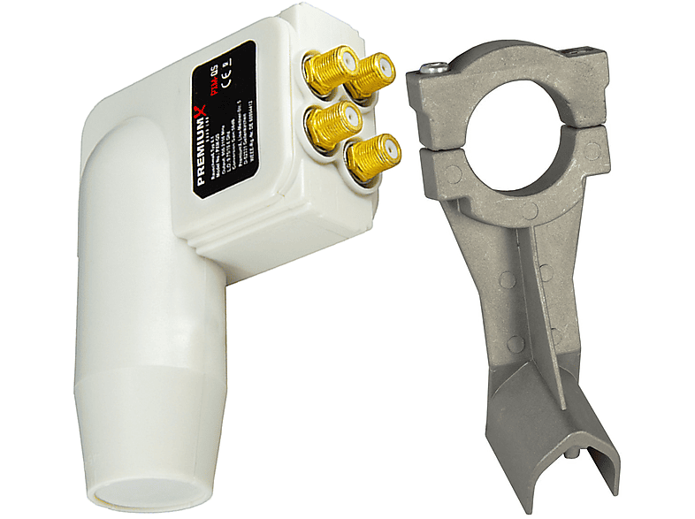 PREMIUMX LNB Quad 0,1 dB Weiß Quattro Switch Universal Adapter für LNB
