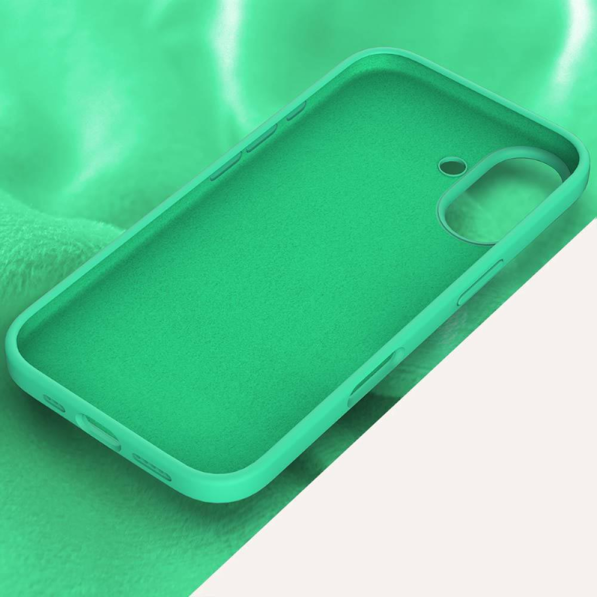 Ein grüner Telefongehäuseinnenraum mit Hintergrund.