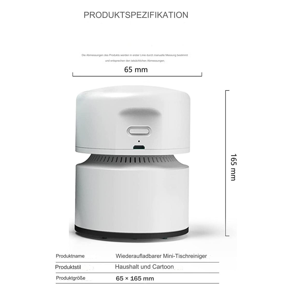 Weißes, zylindrisches Produkt mit Abmessungen auf weißem Hintergrund. Text auf Deutsch, Produktdetails.