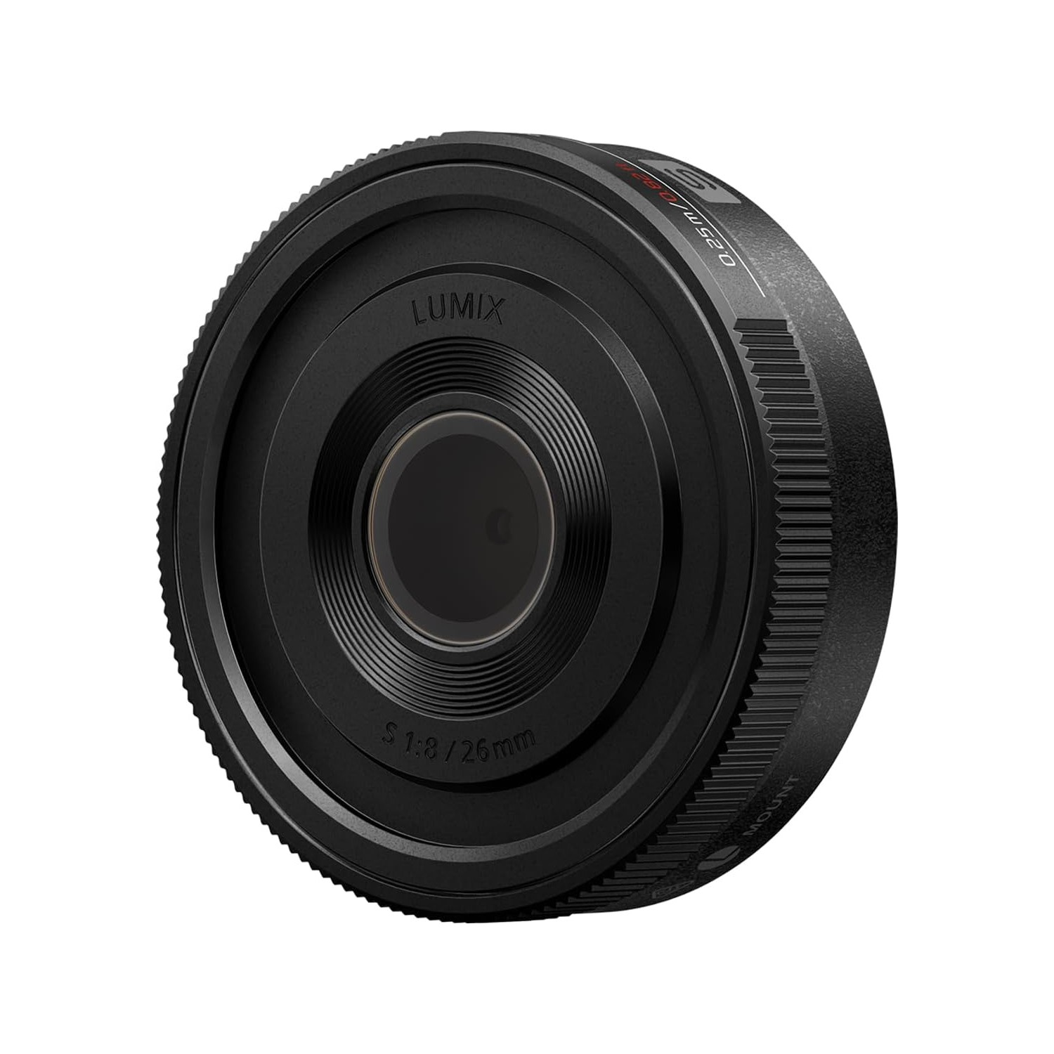 Panasonic Lumix S-R26E 26 mm F8 Lens met L-mount, Full-frame Groothoek Cameralens, Vaste Brandpuntsafstand, Handmatige Scherpstelling, Mechanische Scherpstelring, 58 g, Zwart