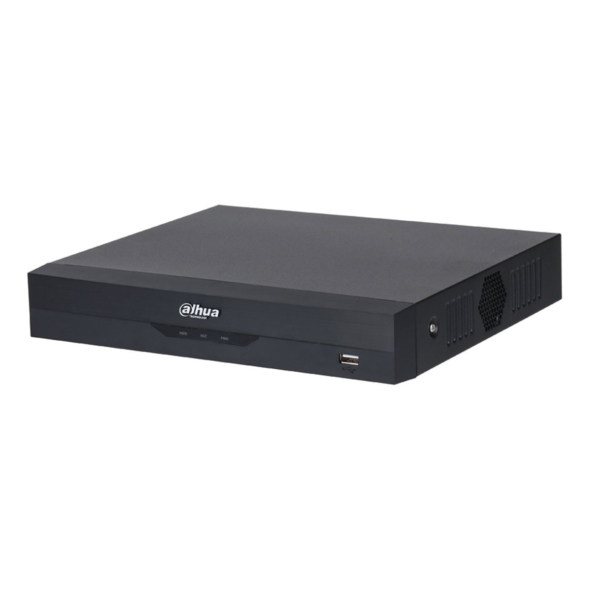Un registratore DVR nero con logo Dahua e porta USB.