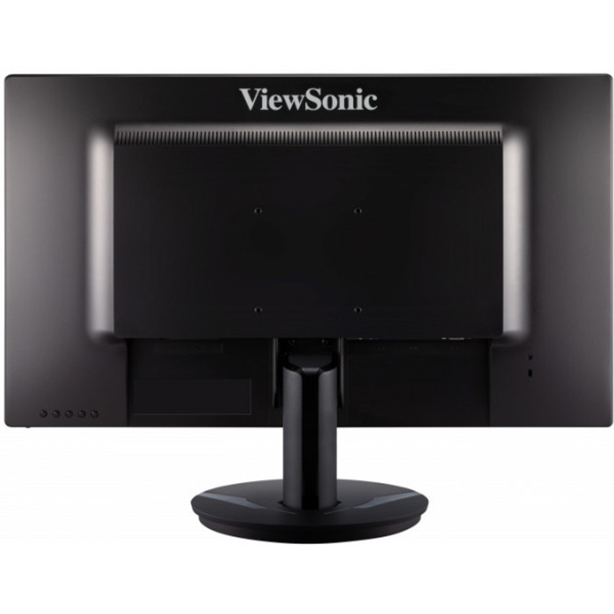Retro di un monitor per computer nero con supporto e logo ViewSonic.