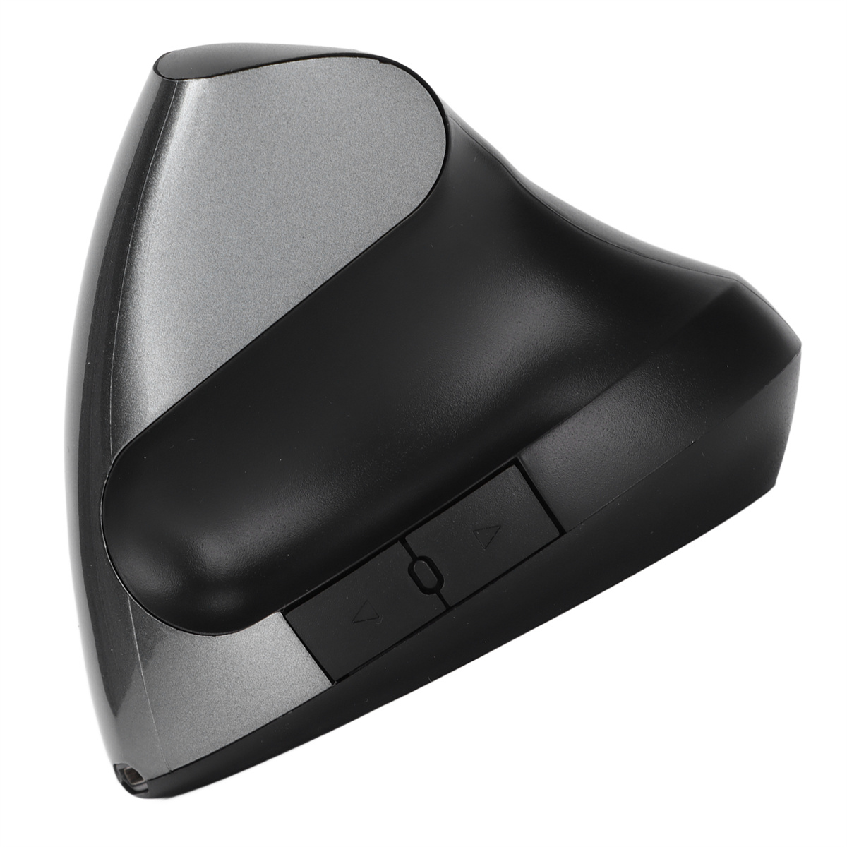 Ergonomische vertikale Maus in Schwarz und Grau mit Tasten.