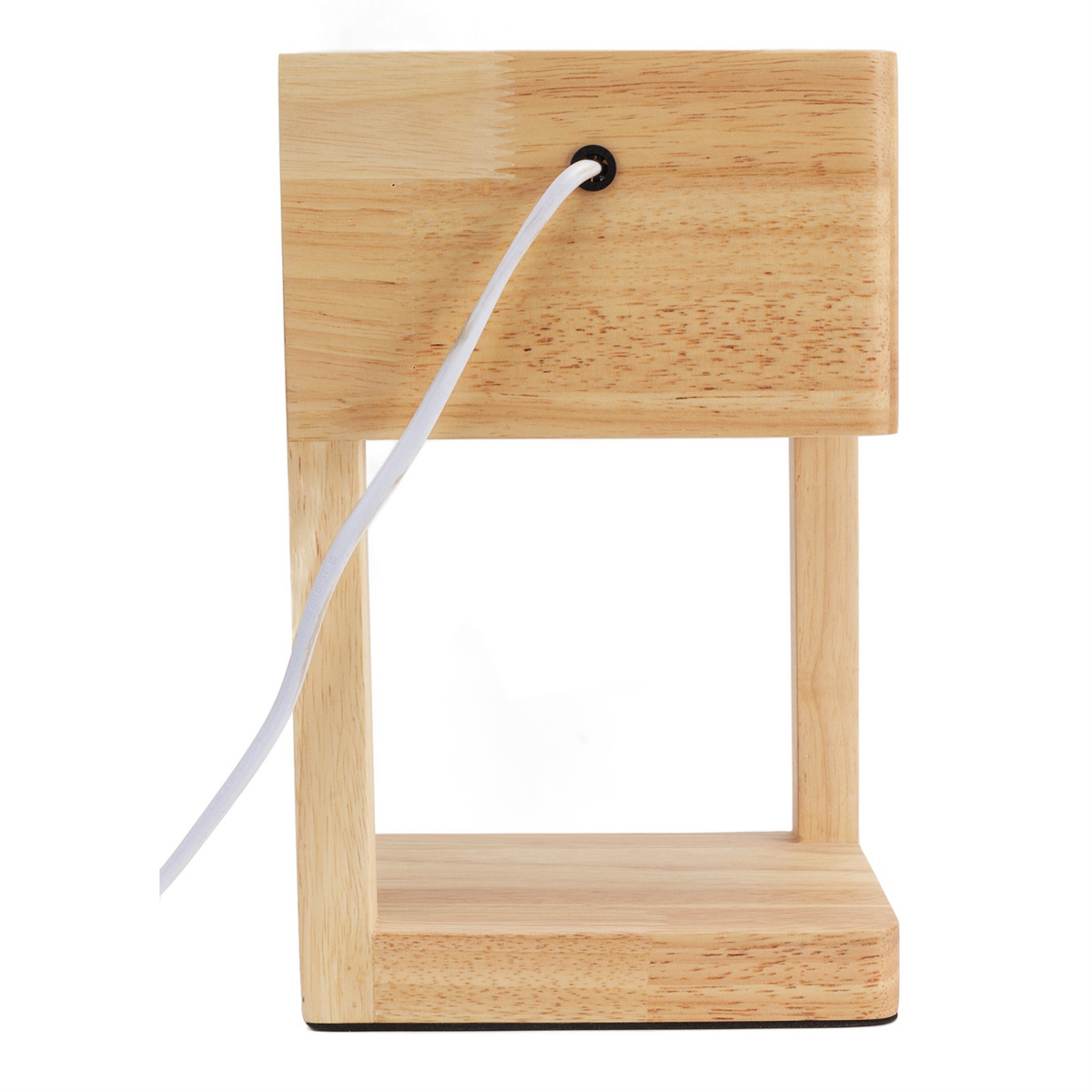 Holzlampenrahmen mit einem Kabel, das aus der Rückseite kommt.