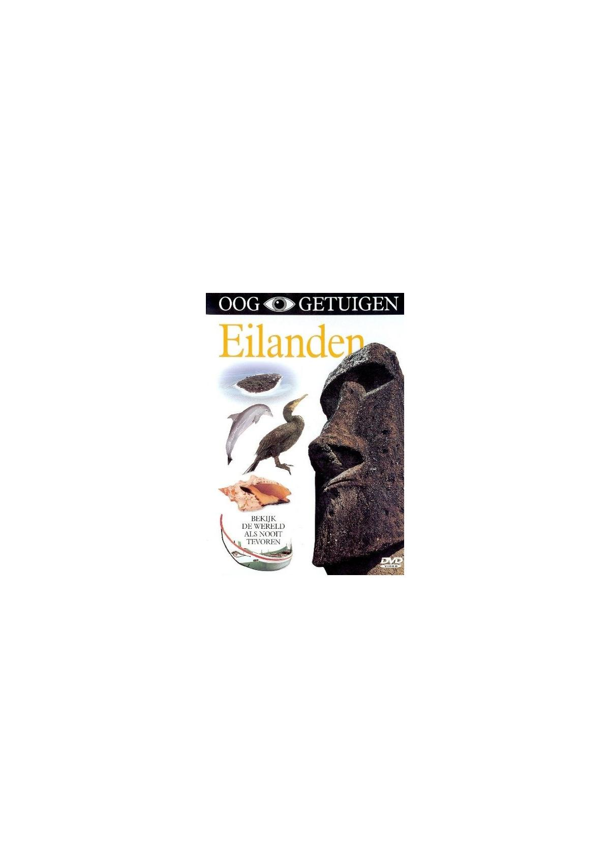 DVD-hoes: Een standbeeld met de tekst 'Eilanden' en afbeeldingen van zeeleven.