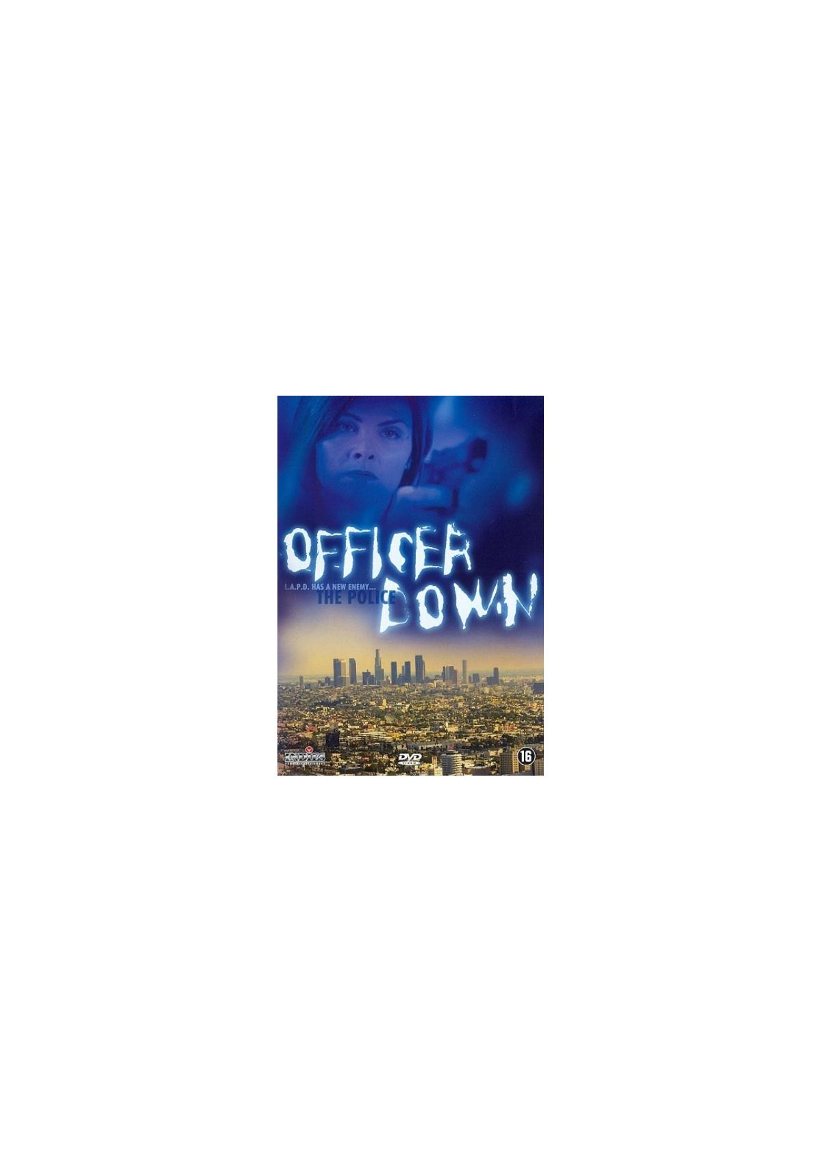 Couverture de DVD avec horizon urbain et le titre 'Officer Down'.