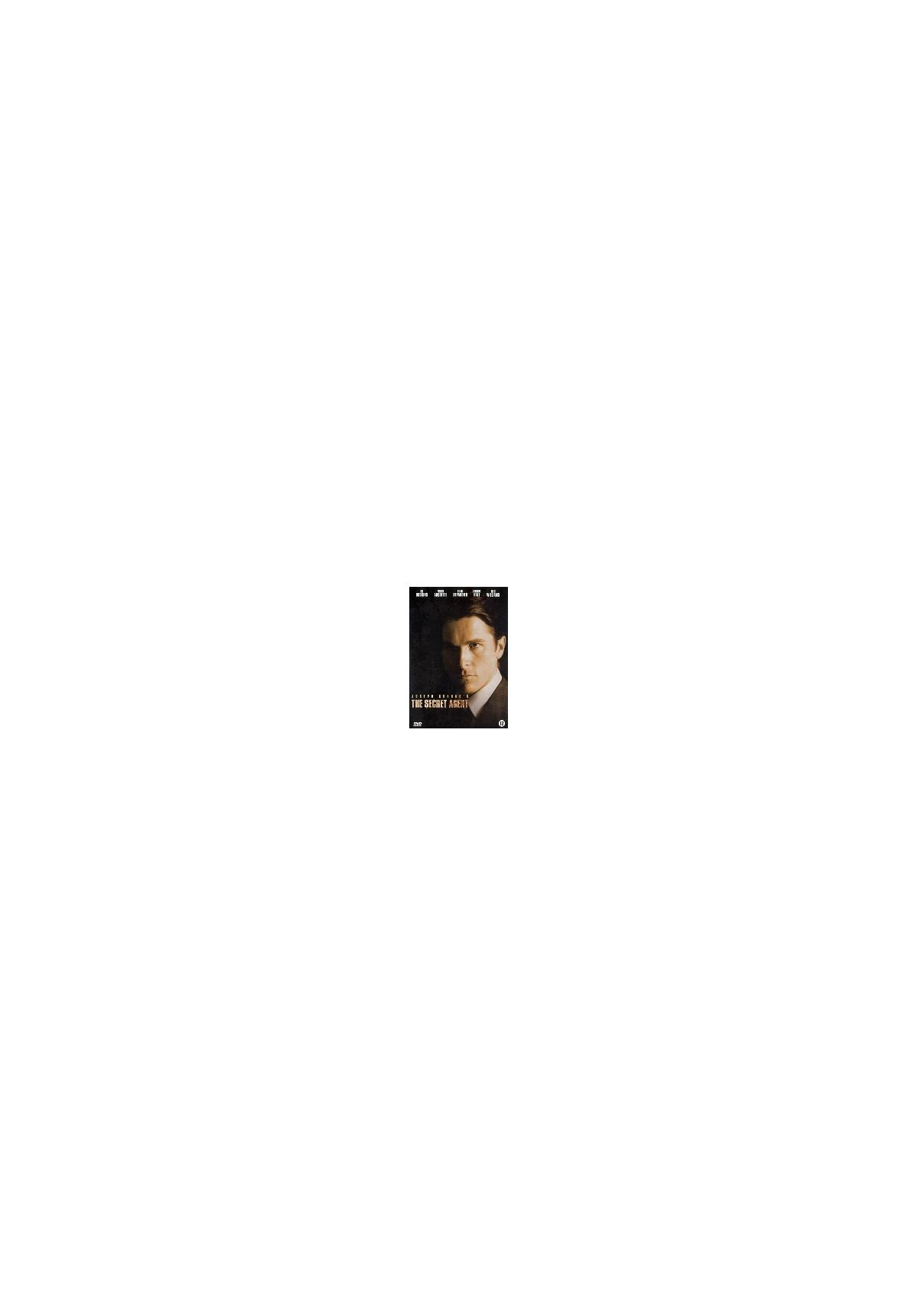 Filmposter. Zwart-wit foto van een man in pak. Kleine tekst onderaan.