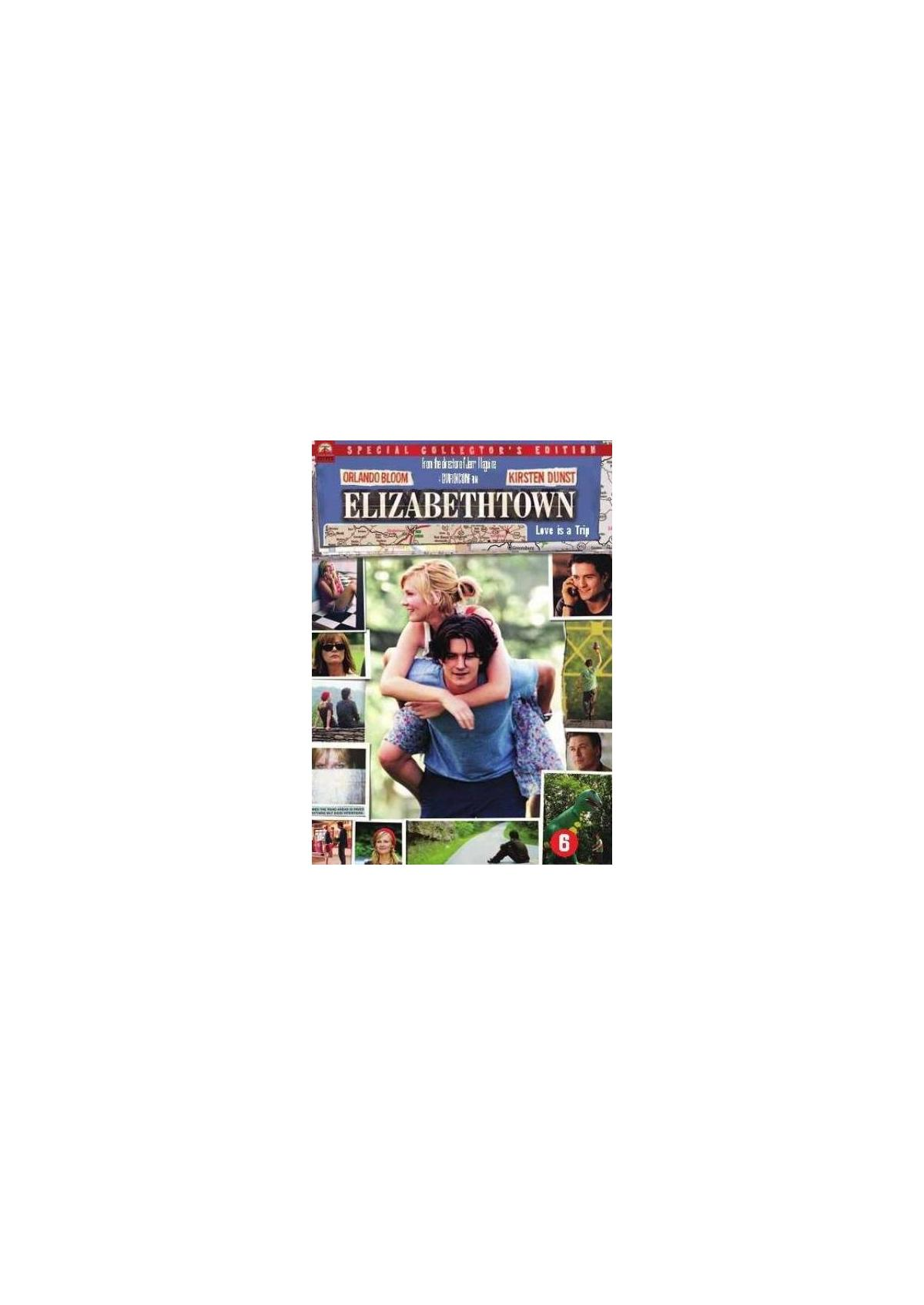 Affiche du film Elizabethtown. Un couple sur l'affiche, avec de nombreuses photos autour.