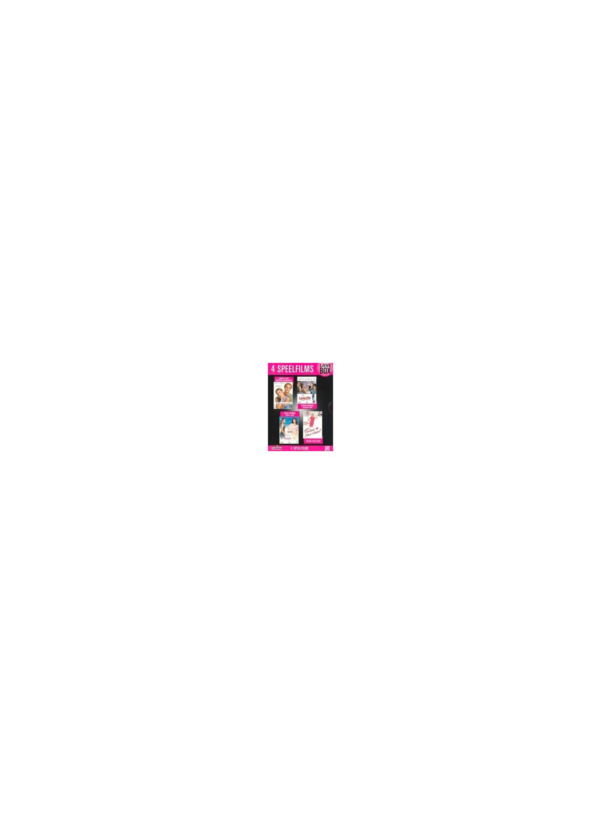 DVD-hoes: 4 films, roze achtergrond. Titel: 4 Spielfilms, met afbeeldingen van elke film.