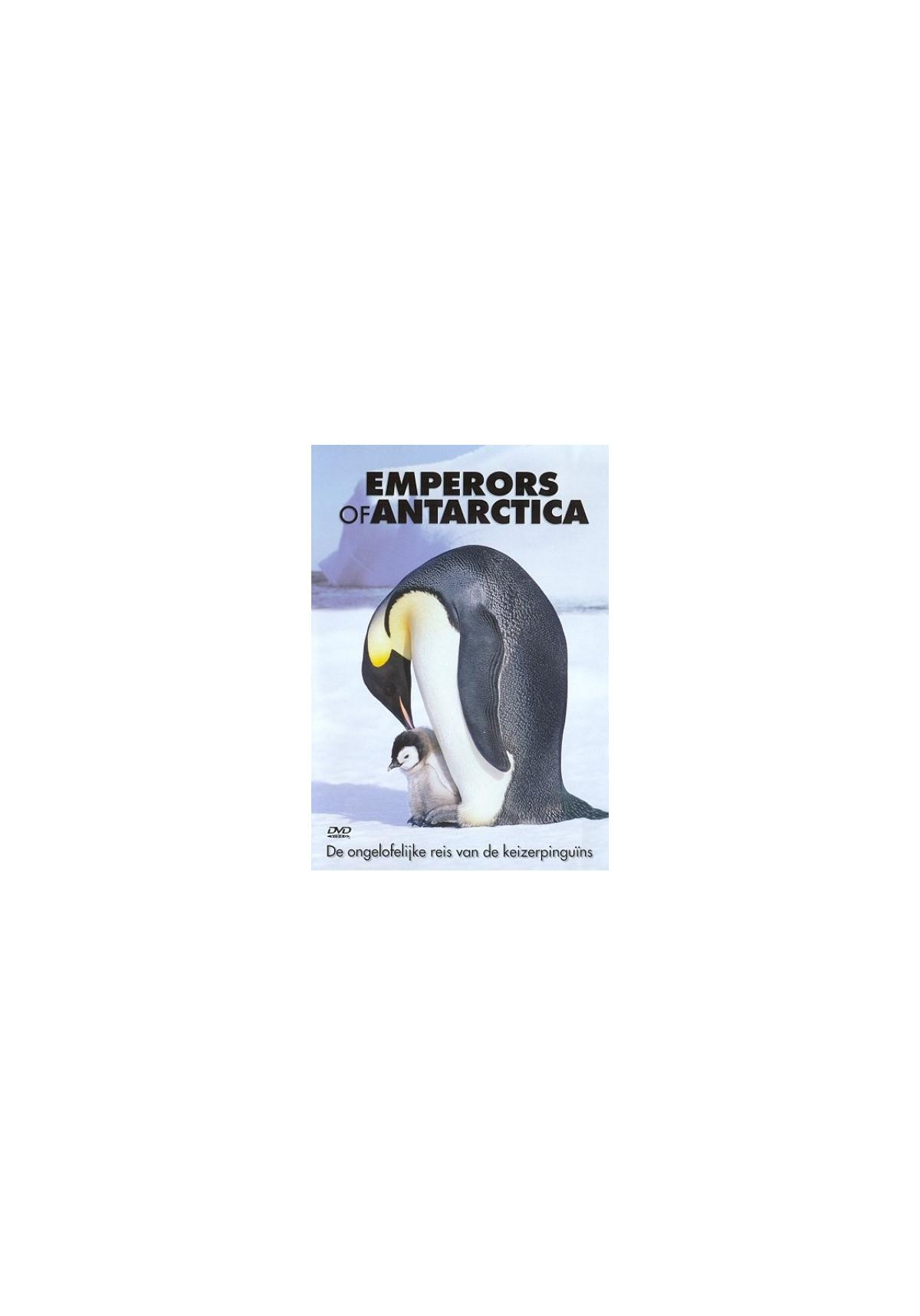 La couverture montre un pingouin et son bébé. Le titre est 'Emperors of Antarctica'.
