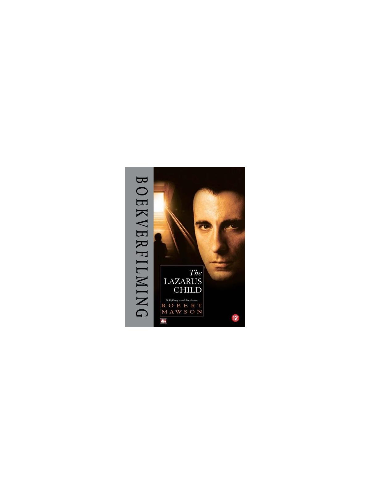 DVD-hoes voor 'The Lazarus Child'. Een mannengezicht, tekst 'BOEKVERFILMING'.