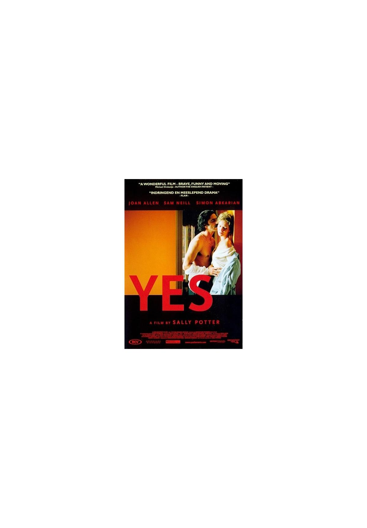 Filmposter 'Yes' met twee mensen in een kamer, tekst 'YES' in rood.