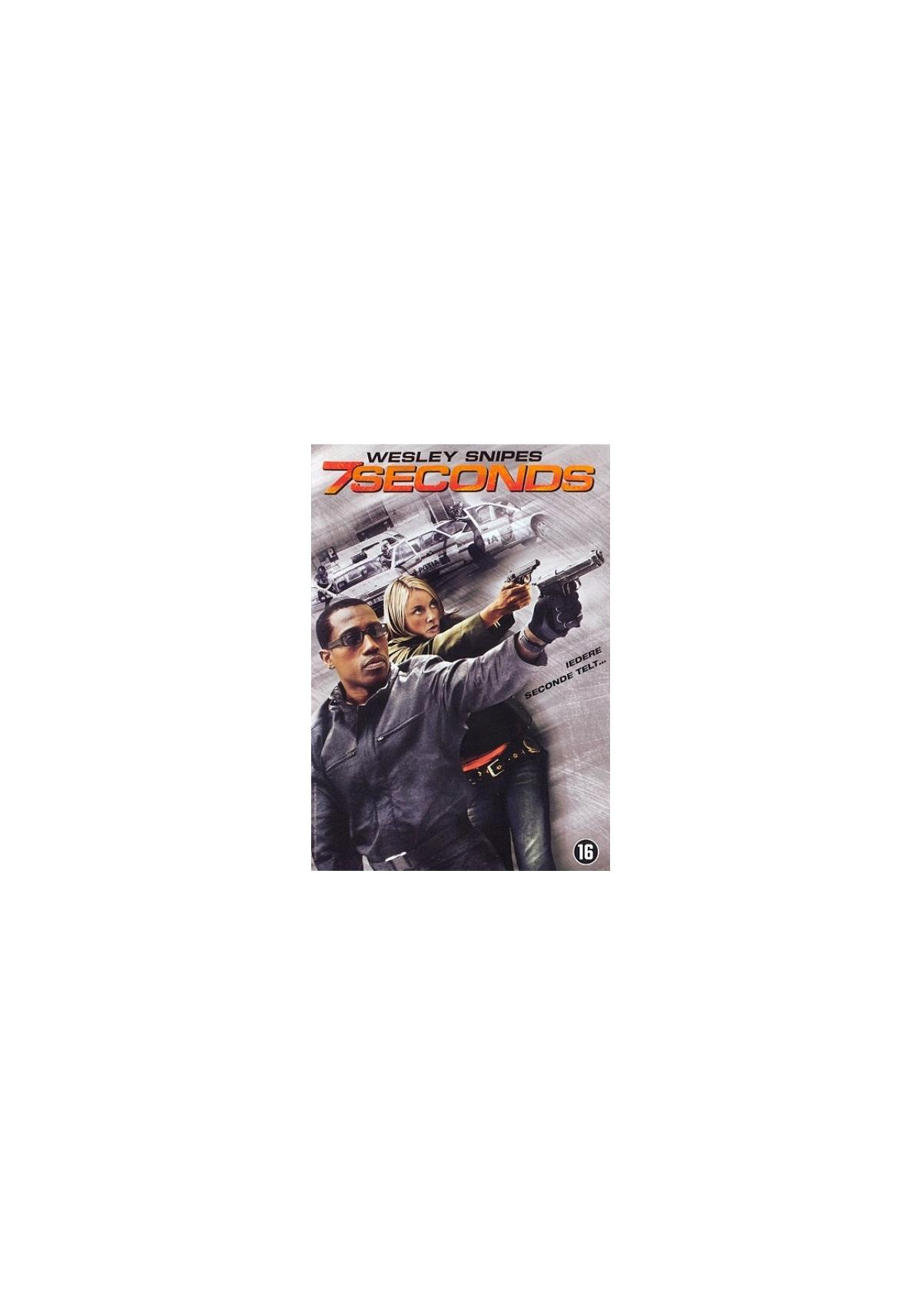 Couverture du DVD de 7 Seconds. Wesley Snipes et une femme avec des armes. Le titre est en orange. Une voiture en arrière-plan.