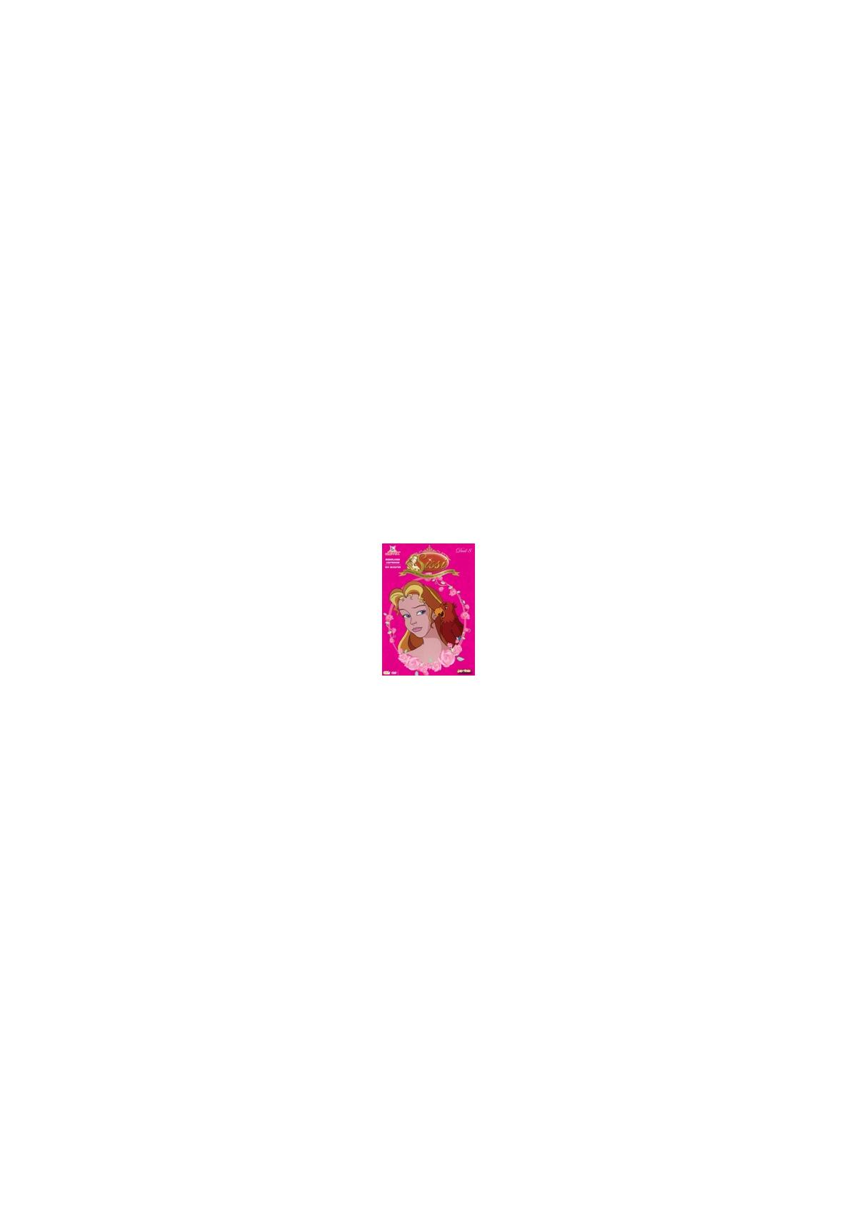 Couverture DVD : Un dessin animé d'un visage de femme avec un fond rose, des cheveux roux et un diadème.