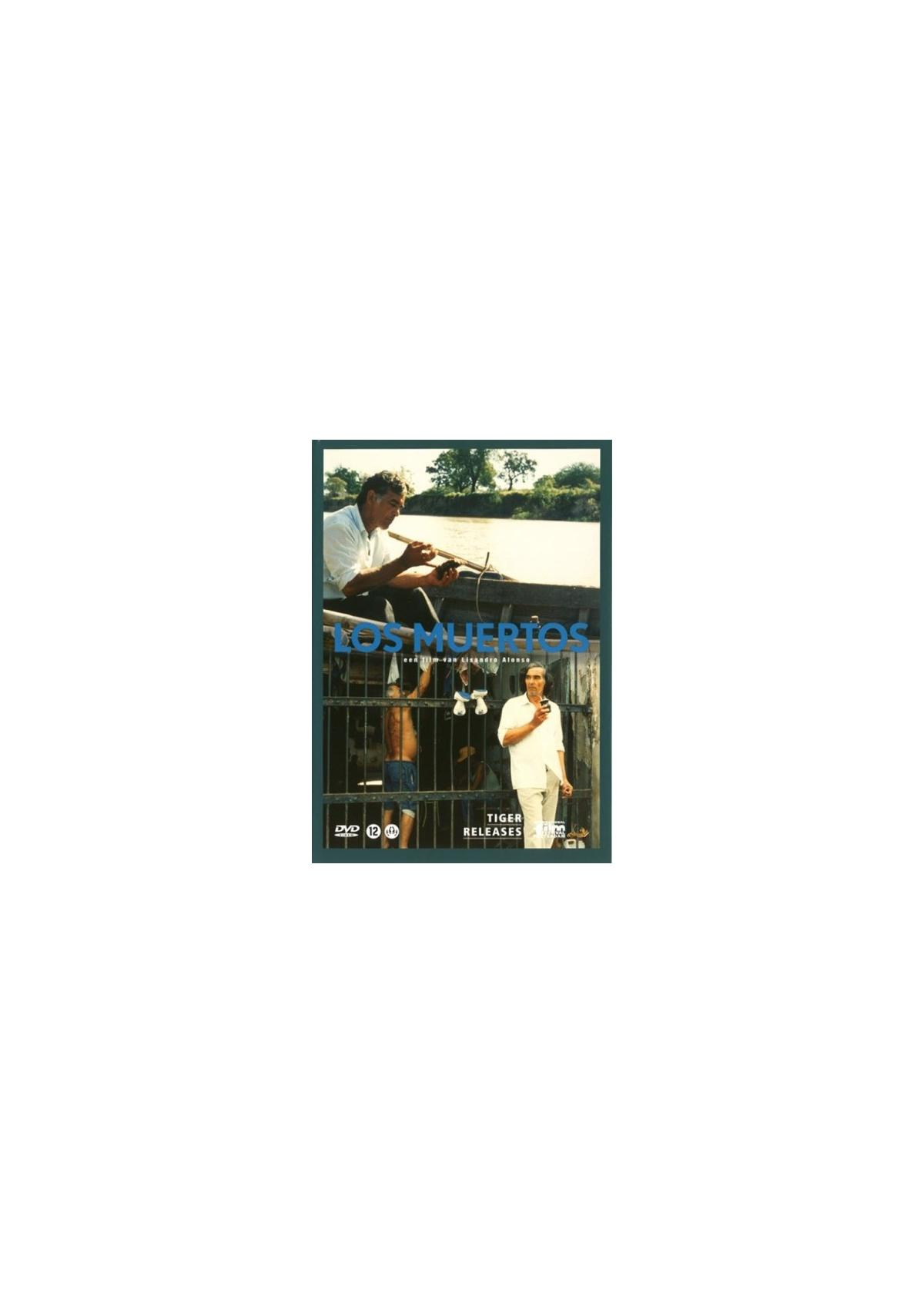 Couverture DVD de Los Muertos. Deux hommes devant une structure, le titre en haut.