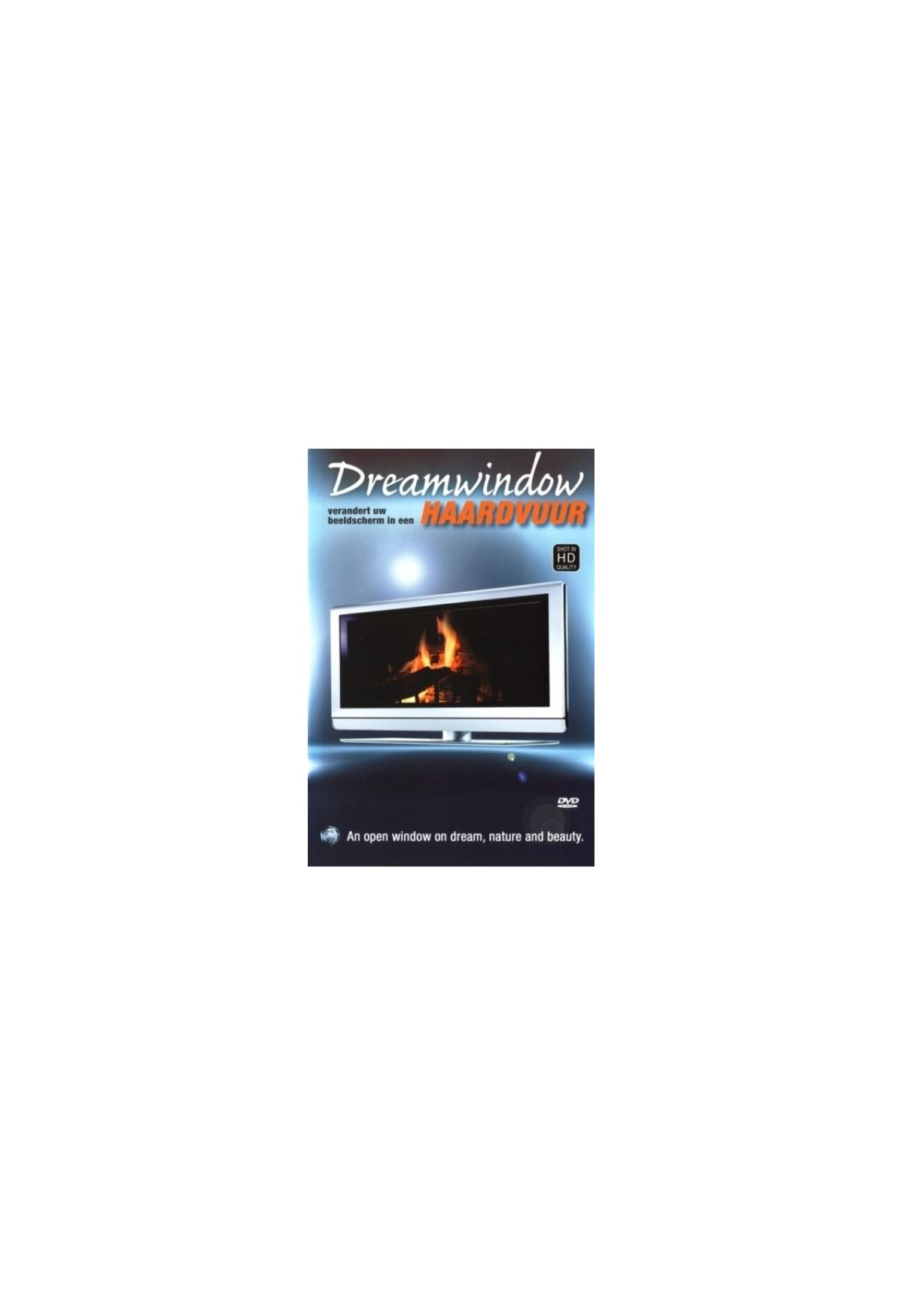 Couverture DVD de Dreamwindow, un écran de télévision montrant une cheminée, texte en haut.