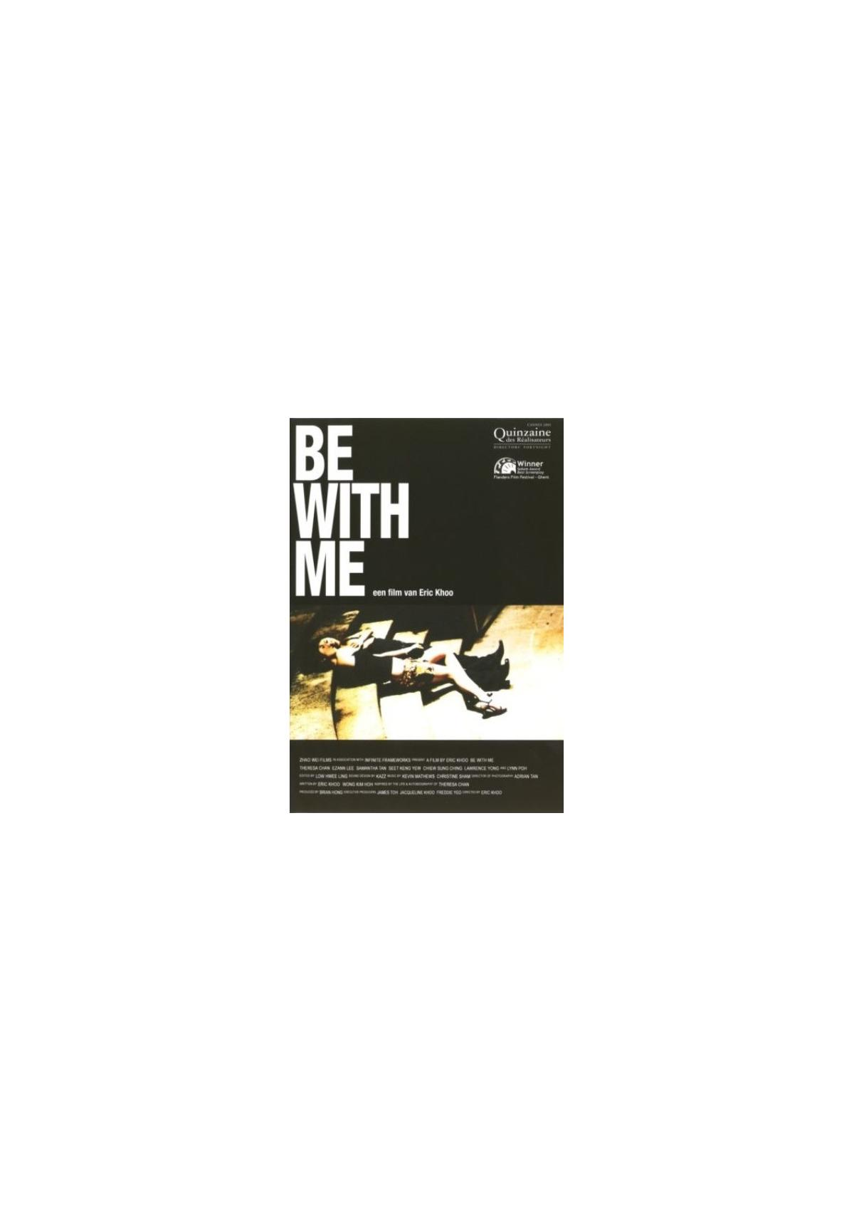 Couverture DVD: Une femme est assise. Titre: 'Be With Me'.
