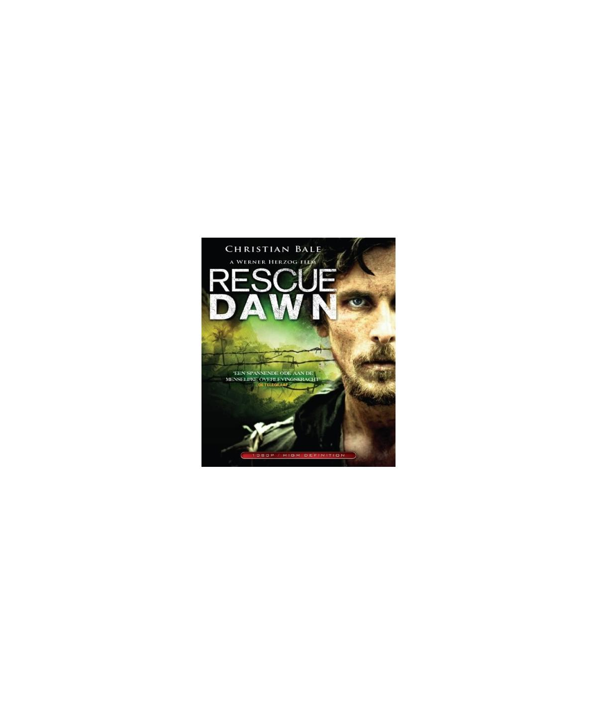 Couverture de DVD avec Christian Bale, titre 'Rescue Dawn'.