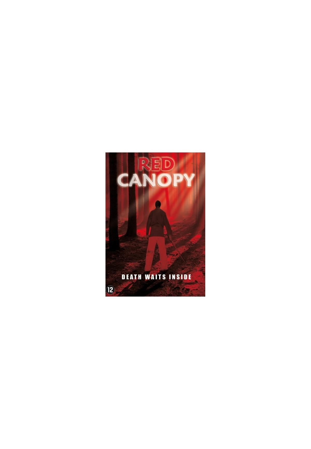 Affiche de film avec un homme dans une forêt. Texte : 'Red Canopy'.