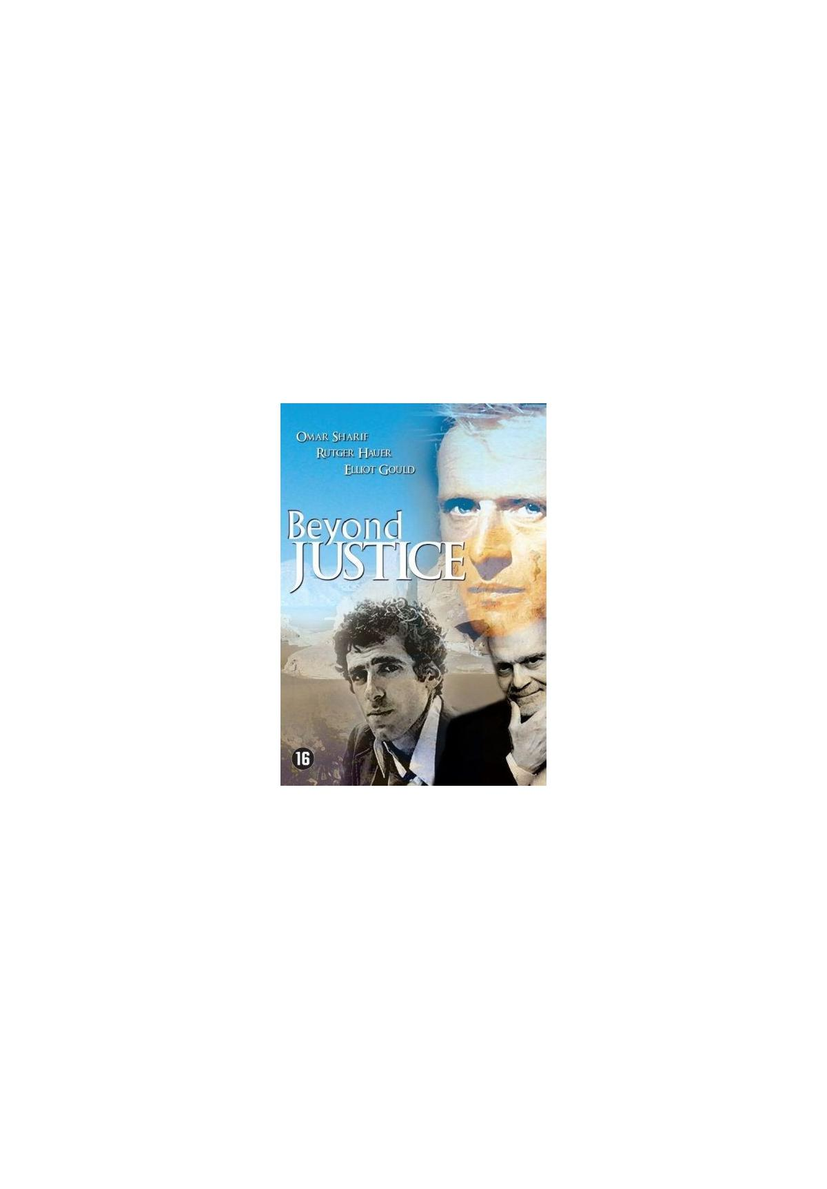 Affiche du film : Beyond Justice, avec trois hommes et du texte.