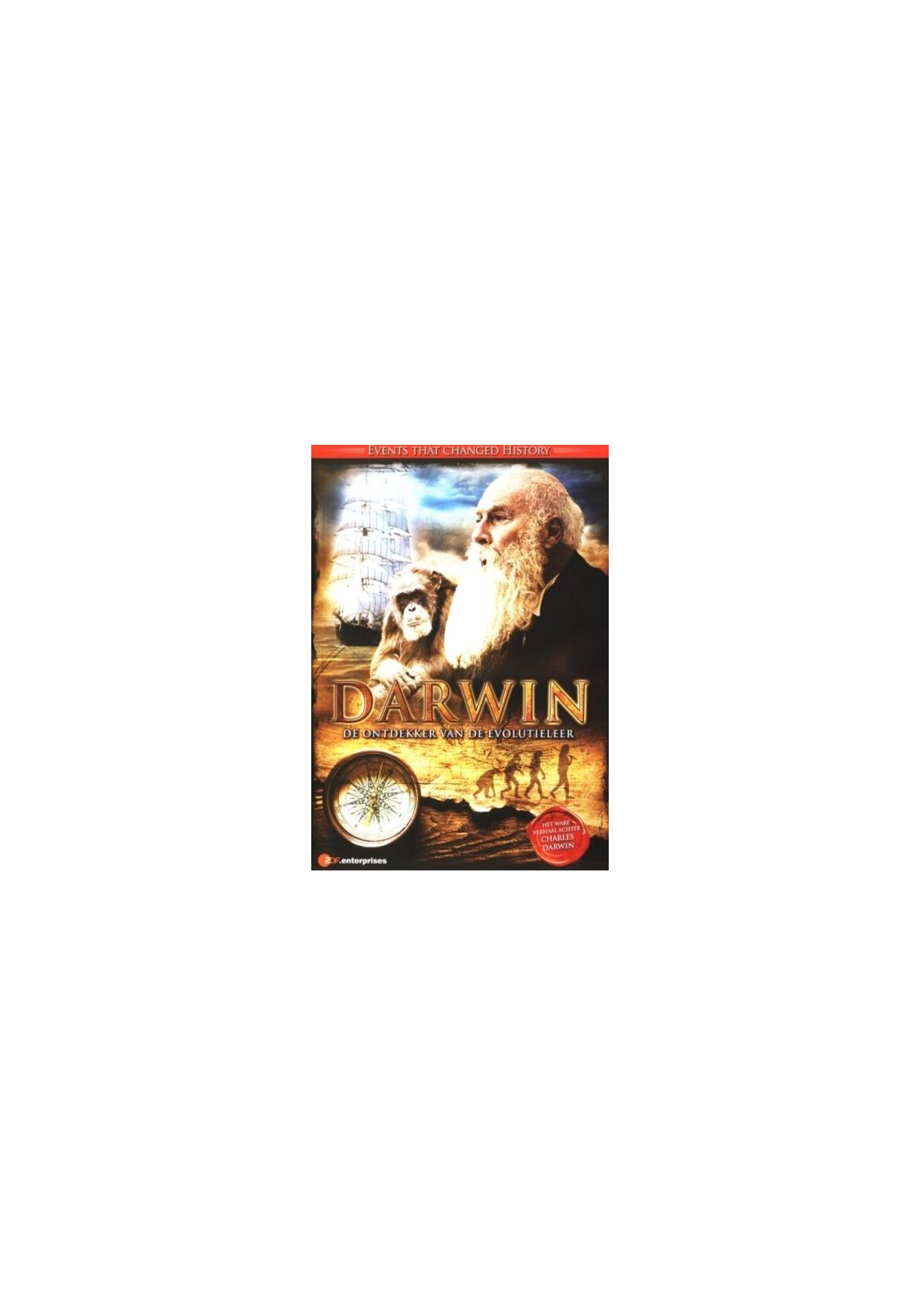 Couverture de DVD avec un homme à longue barbe blanche. La couverture comporte un navire et le mot 'Darwin'.