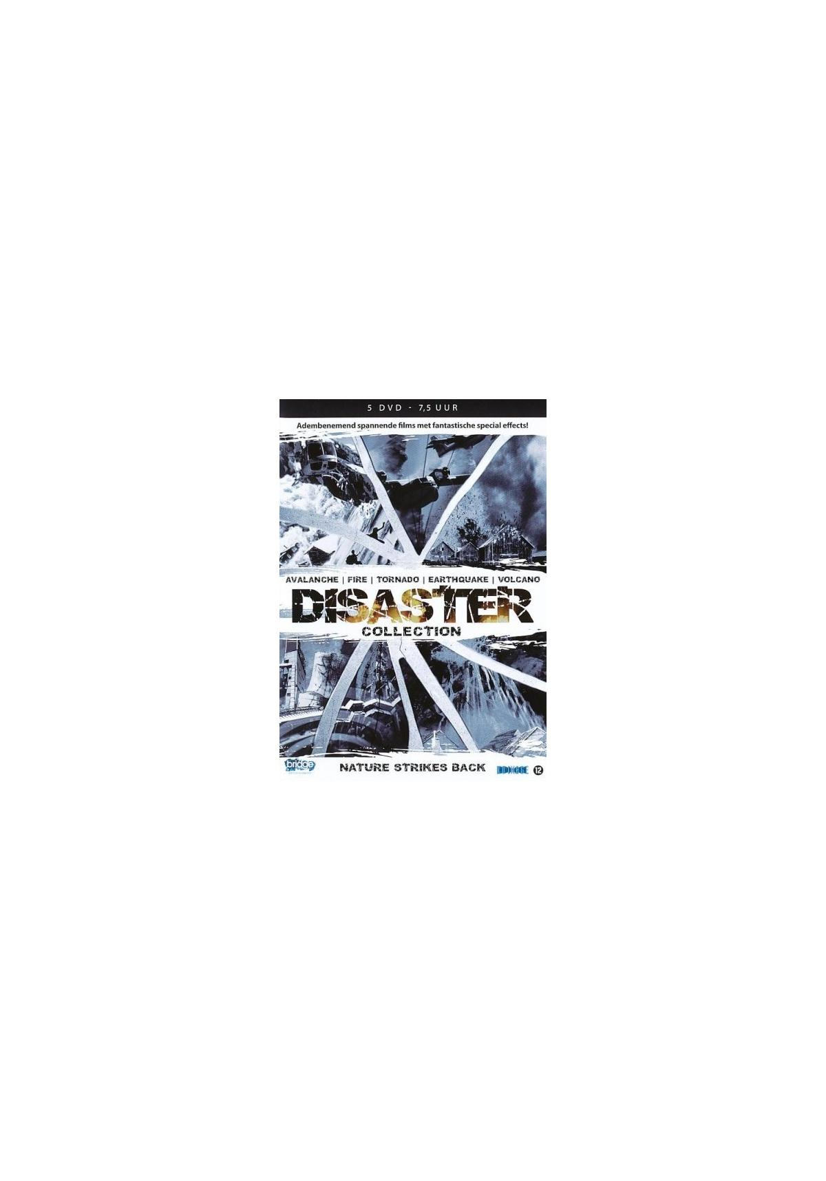 DVD-hoes voor Disaster Collection, met rampenscènes.