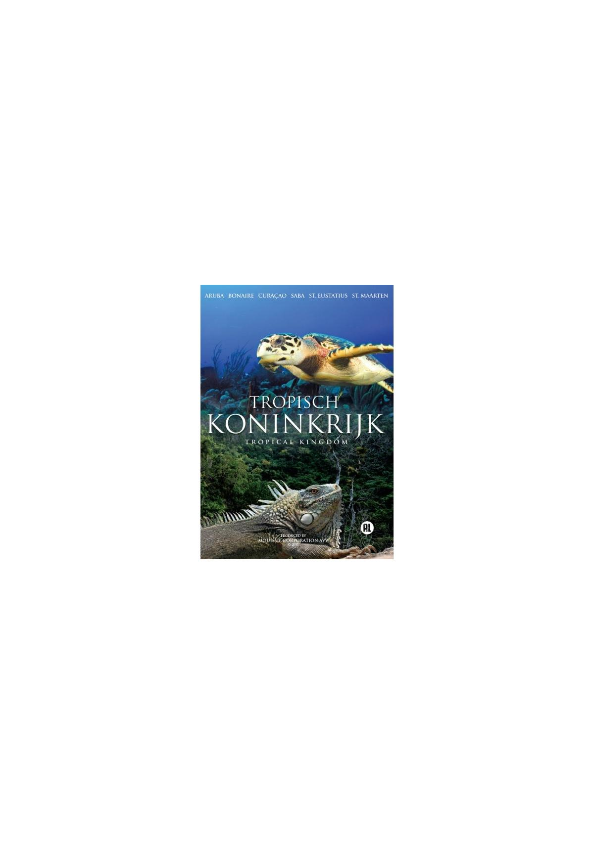 Une couverture de livre d'une tortue marine et d'un iguane. Tropical Kingdom est le titre.
