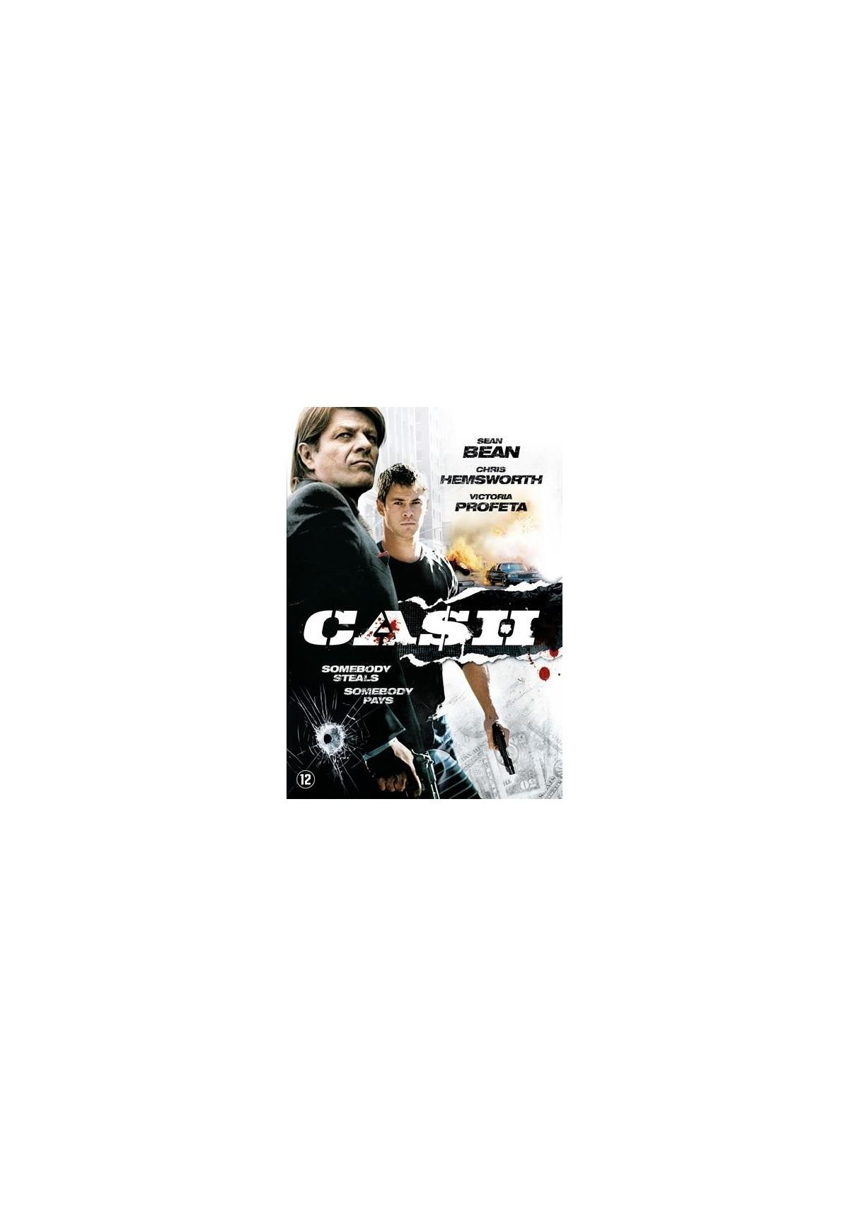 Cash-filmposter. Twee mannen, een met een pistool. Zwart-wit kleuren.