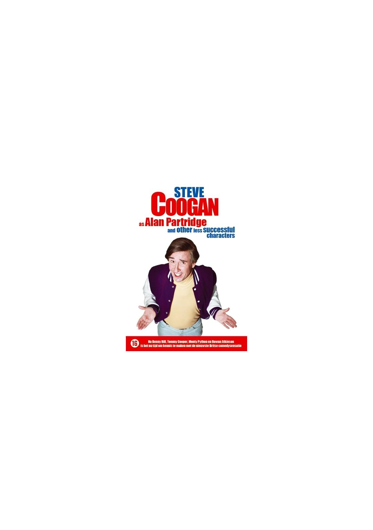 Filmposter van Steve Coogan als Alan Partridge. Hij draagt een jas en heeft zijn armen uitgestrekt.