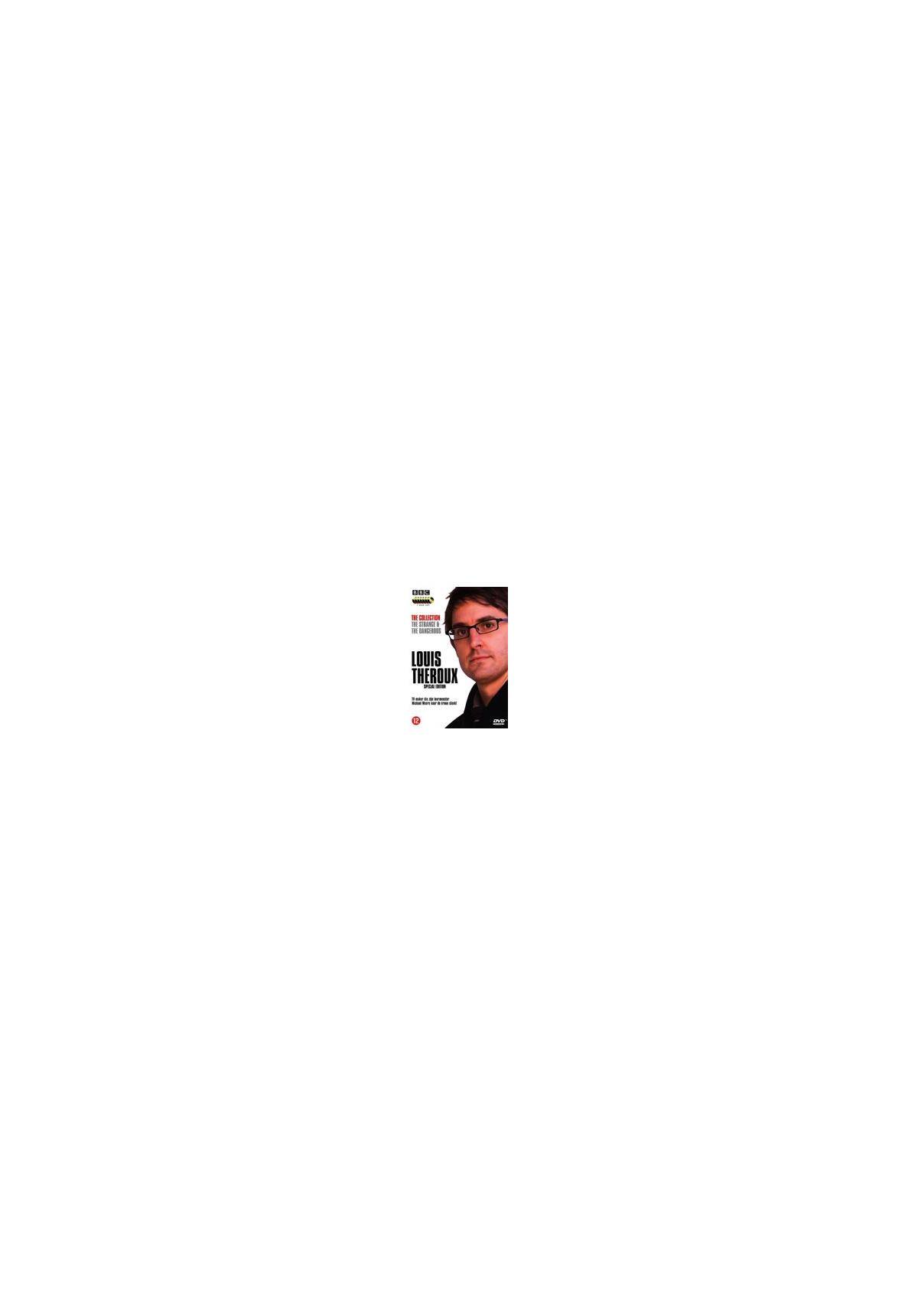 DVD-hoes voor Louis Theroux. Een man met een bril op de cover.