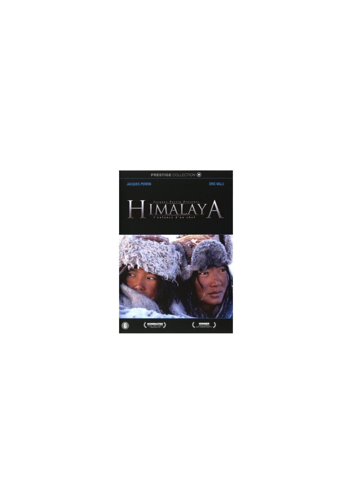 Filmposter. Twee mensen met het woord: Himalaya.