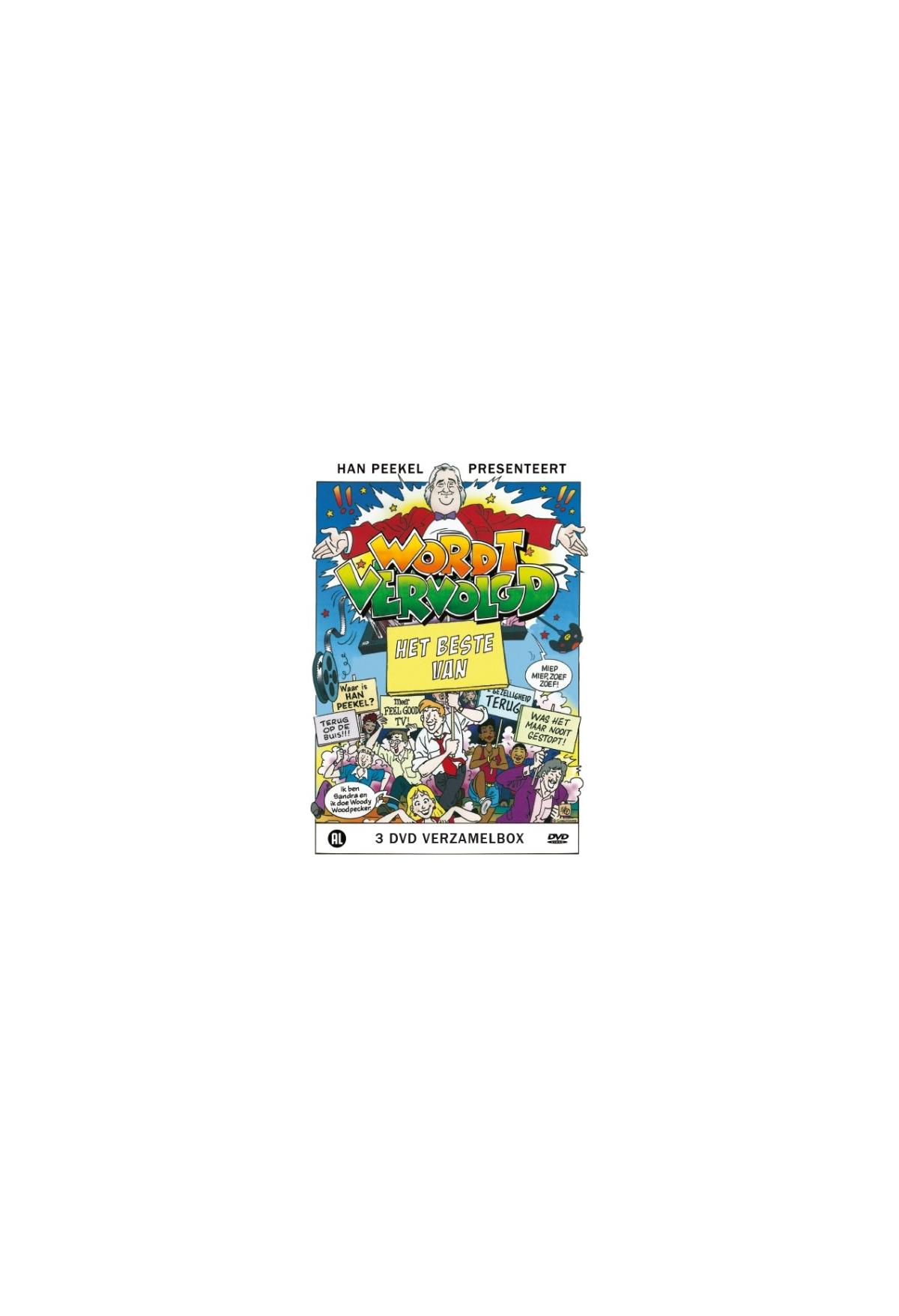 Couverture DVD : dessin animé avec un homme au centre, entouré de cases de bande dessinée. Titre : Wordt Vervolgd.