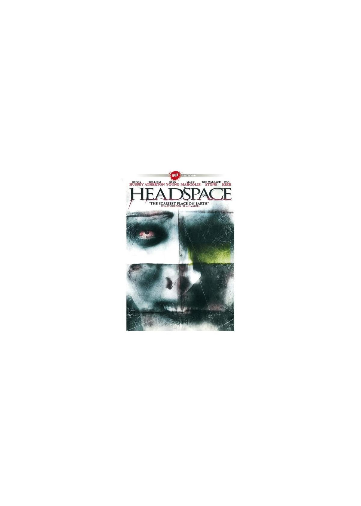Affiche de film avec plusieurs visages et le texte 'HEADSPACE'. Thème d'horreur, sombre et effrayant.