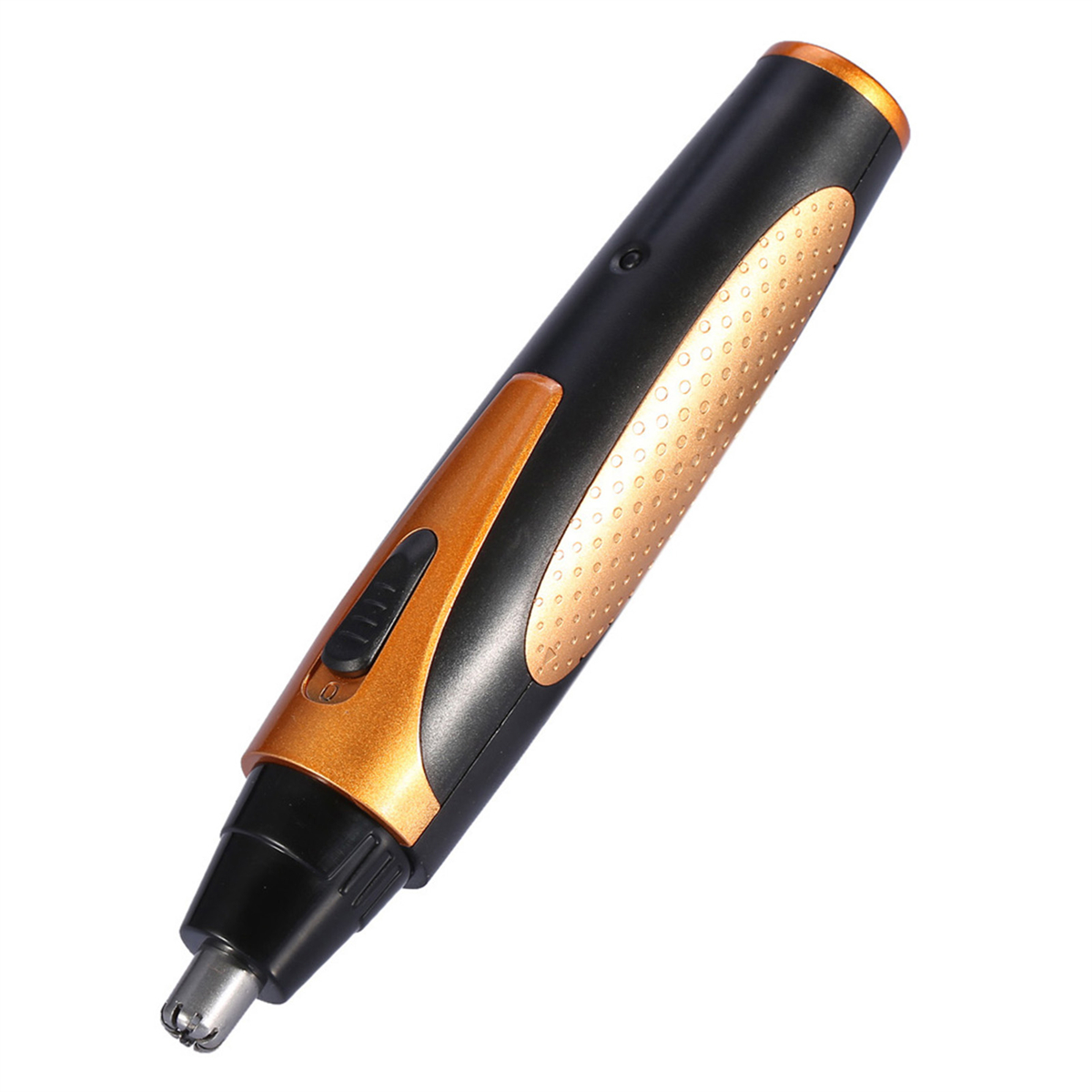Ein schwarzer und goldener Nasenhaartrimmer.