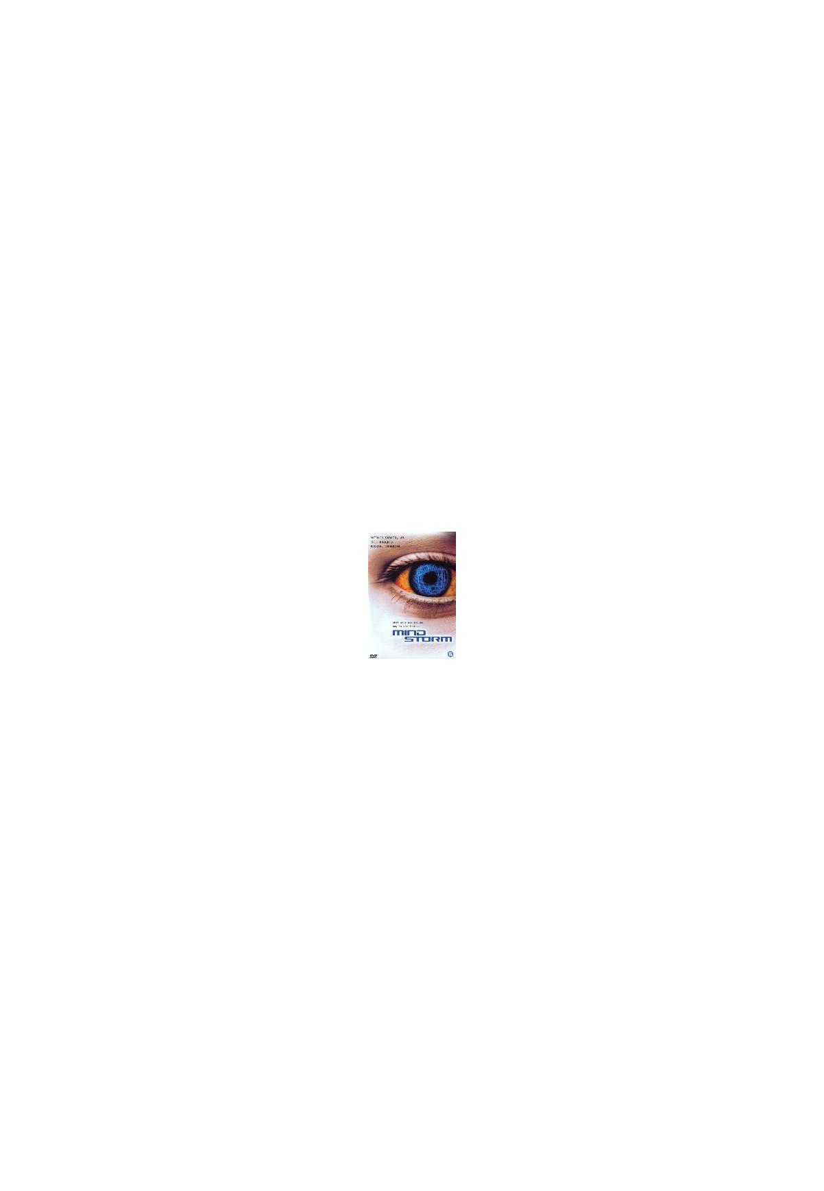 Filmposter met een close-up van een blauw oog met de titel 'Minority Report' eronder.