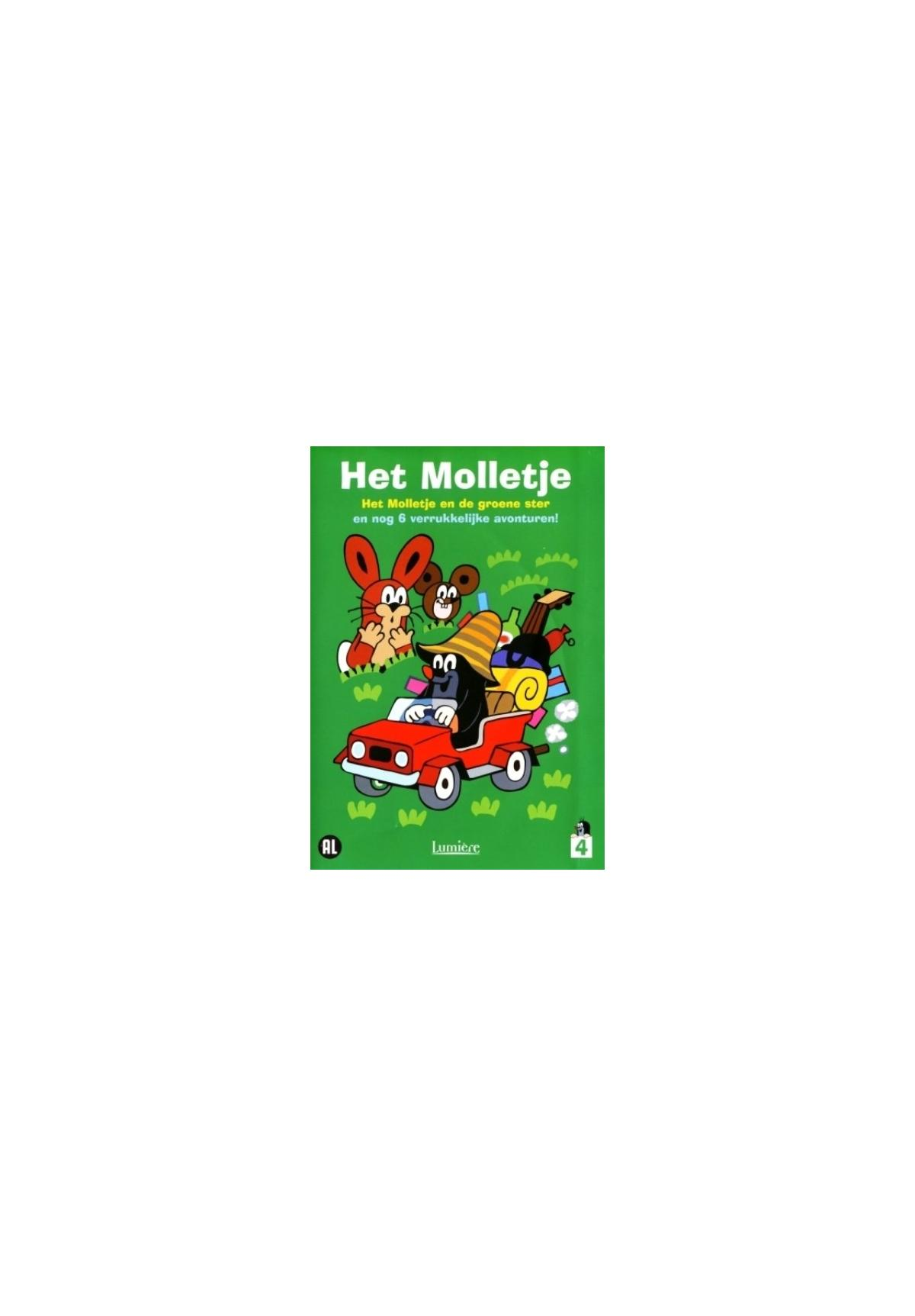 Couverture d'un livre pour enfants avec une taupe de dessin animé dans une voiture rouge avec des amis.