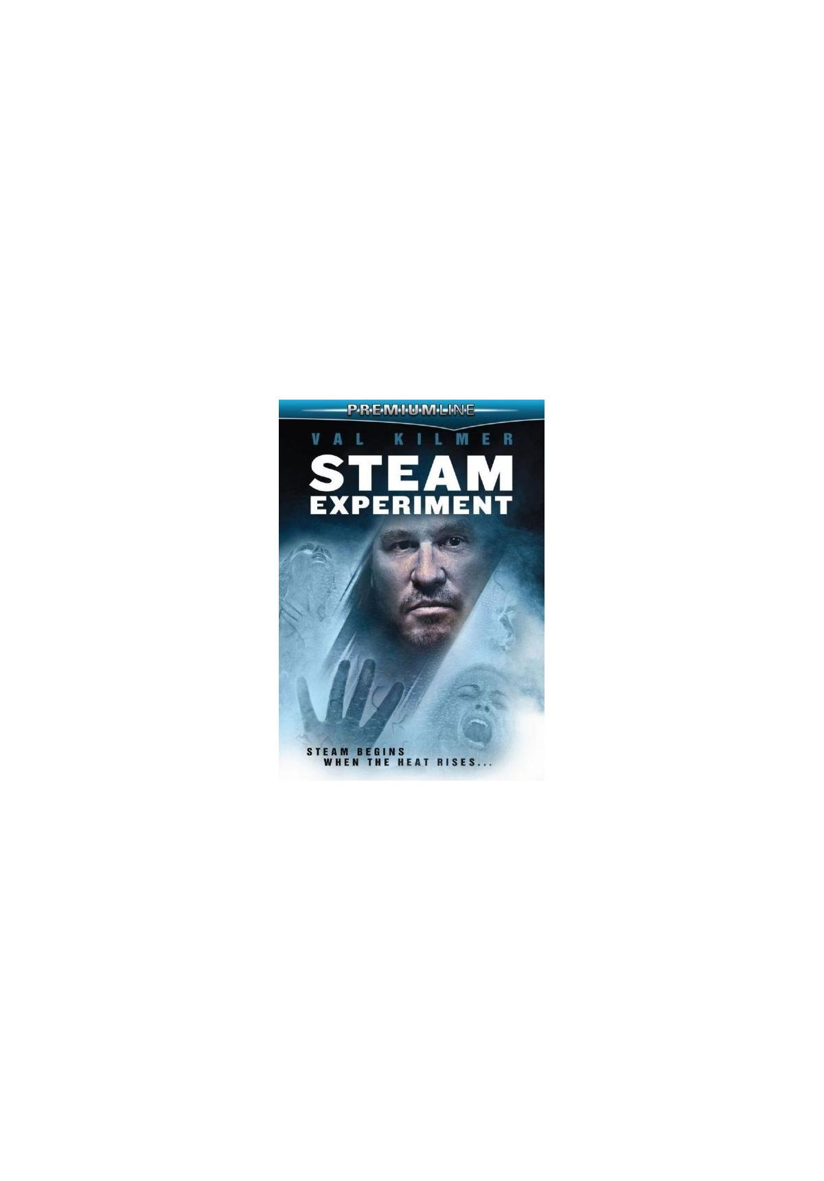 Couverture de film avec le visage de Val Kilmer et le titre 'Steam Experiment'.