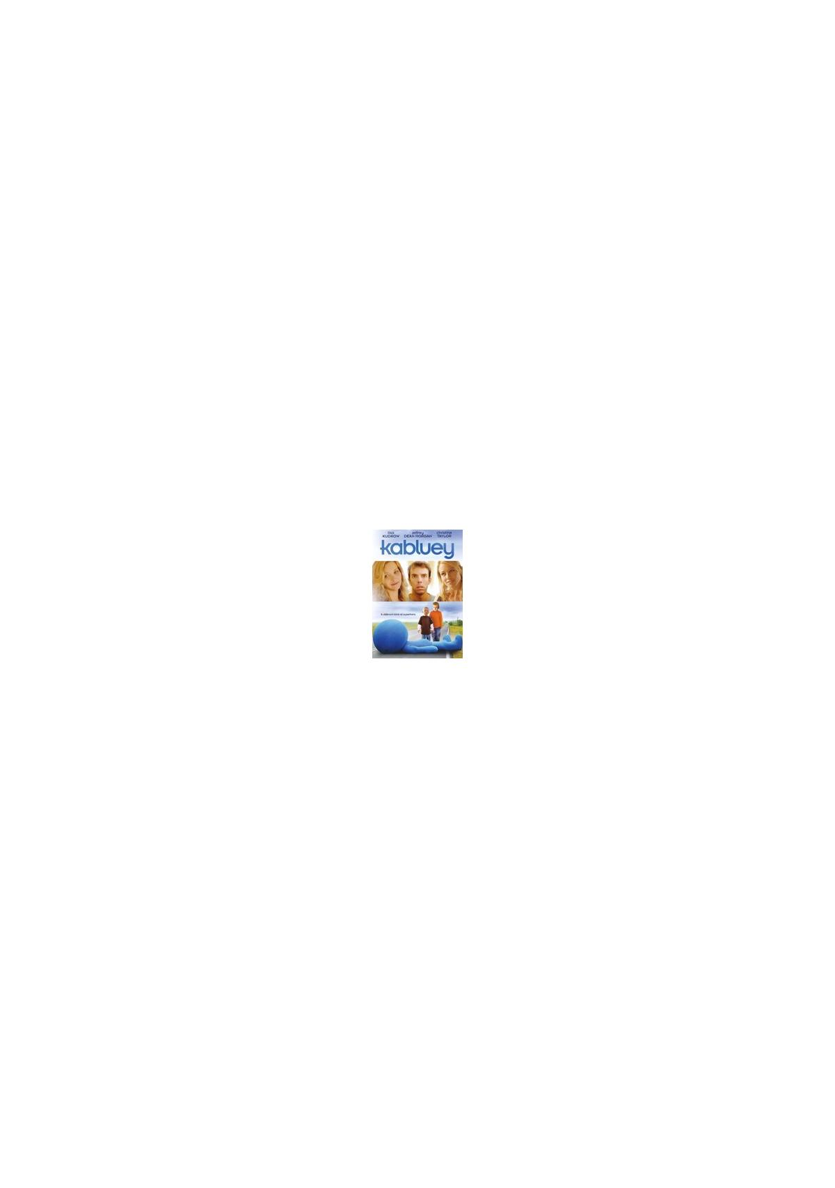 DVD-hoes van Kabluey met drie mensen en een blauw-witte achtergrond.
