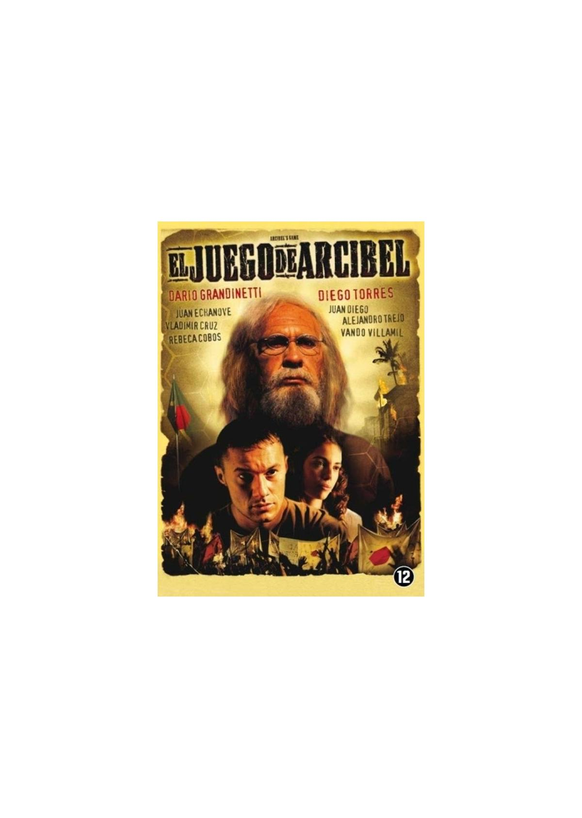 Couverture de film avec un homme et le titre 'El Juego de Arcibel'.