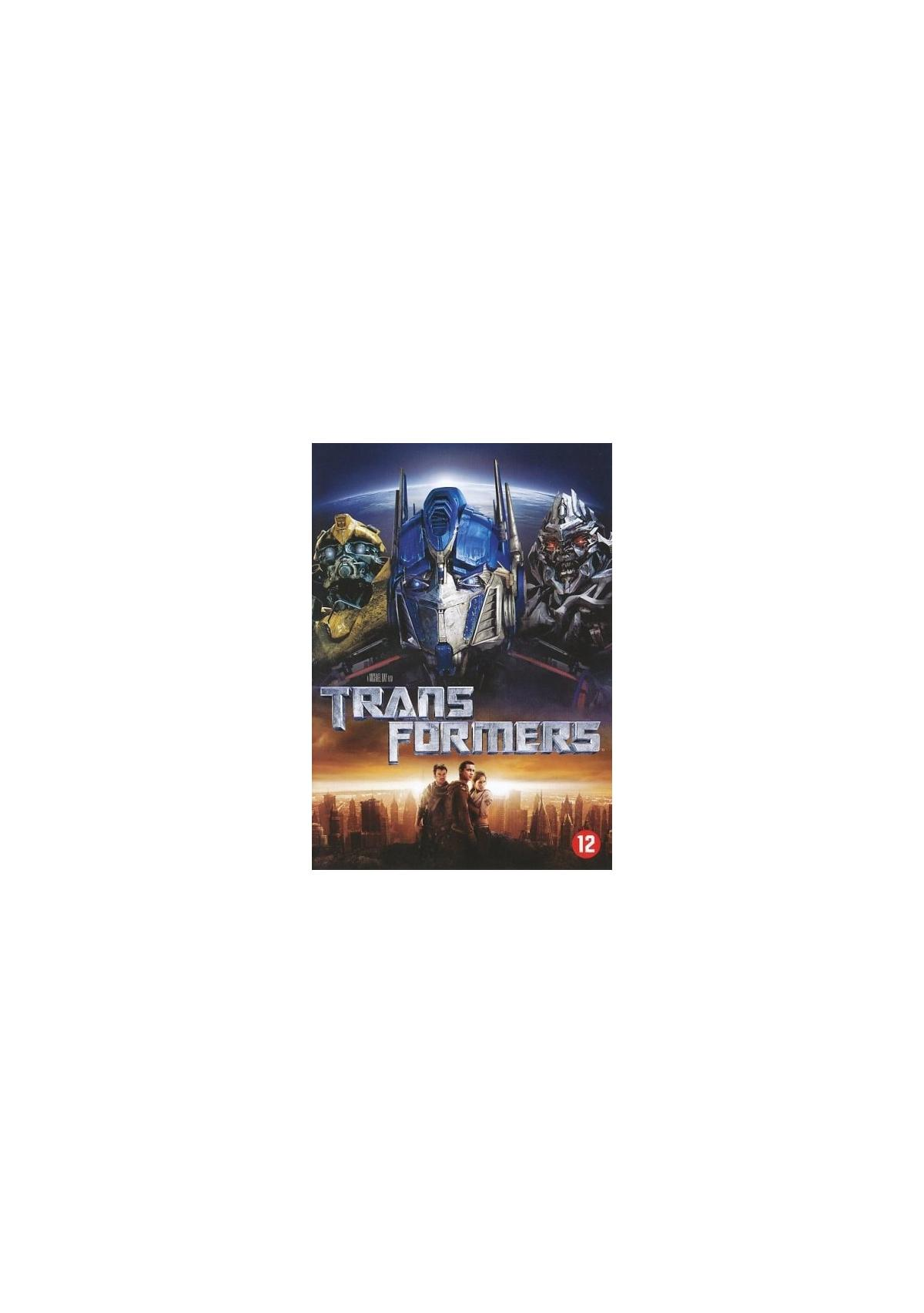 Affiche de film : Transformers, avec des visages de robots et des personnes.