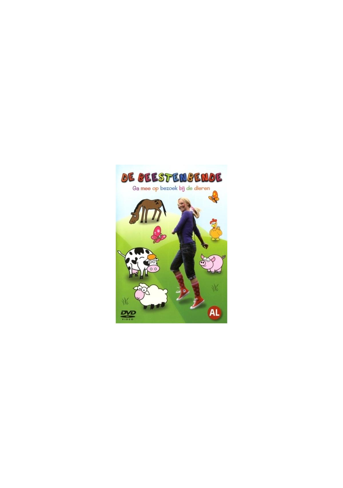DVD-hoes. Een meisje springt met tekenfilm dieren. Titel: De Beestenbende. Nederlandse tekst.