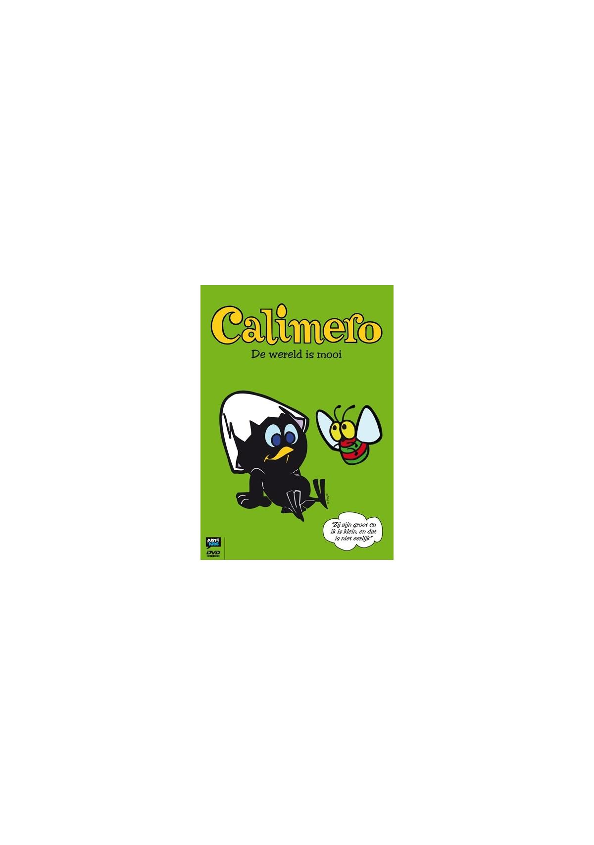 Couverture DVD : Calimero. Un poussin noir avec une coquille d'œuf, un papillon jaune.